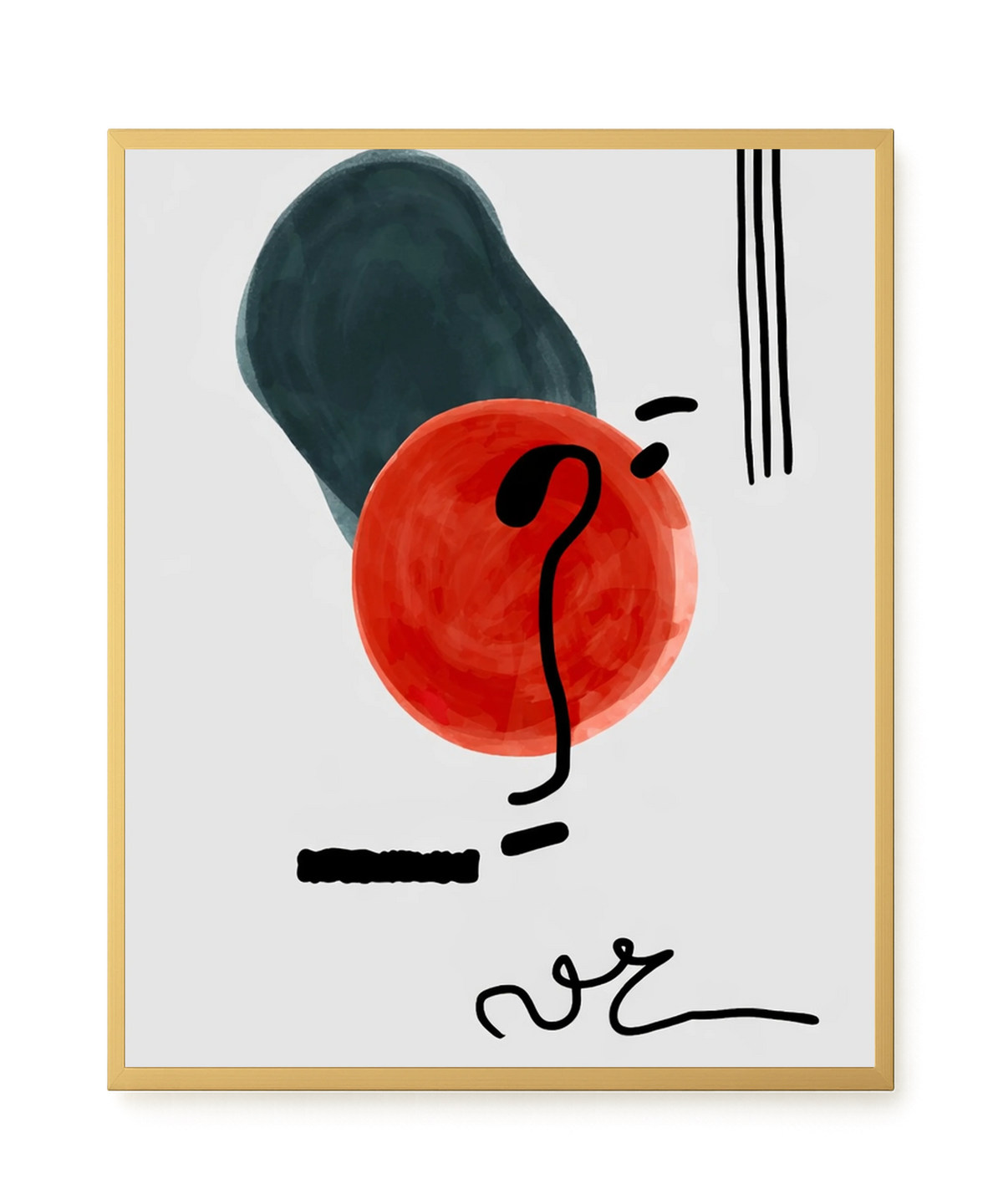 Red circle with dark abstract elements Canvas Print