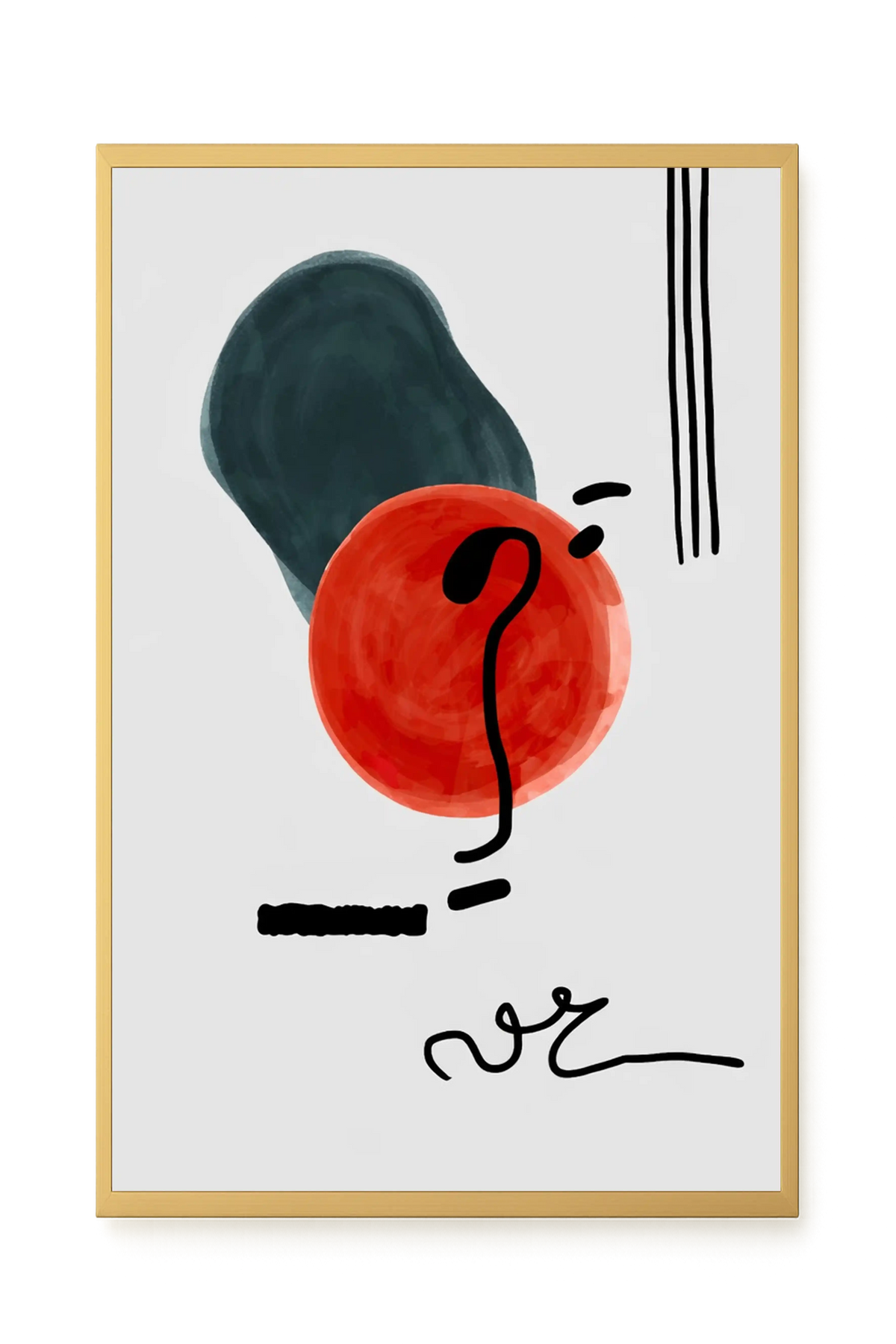 Red circle with dark abstract elements Canvas Print