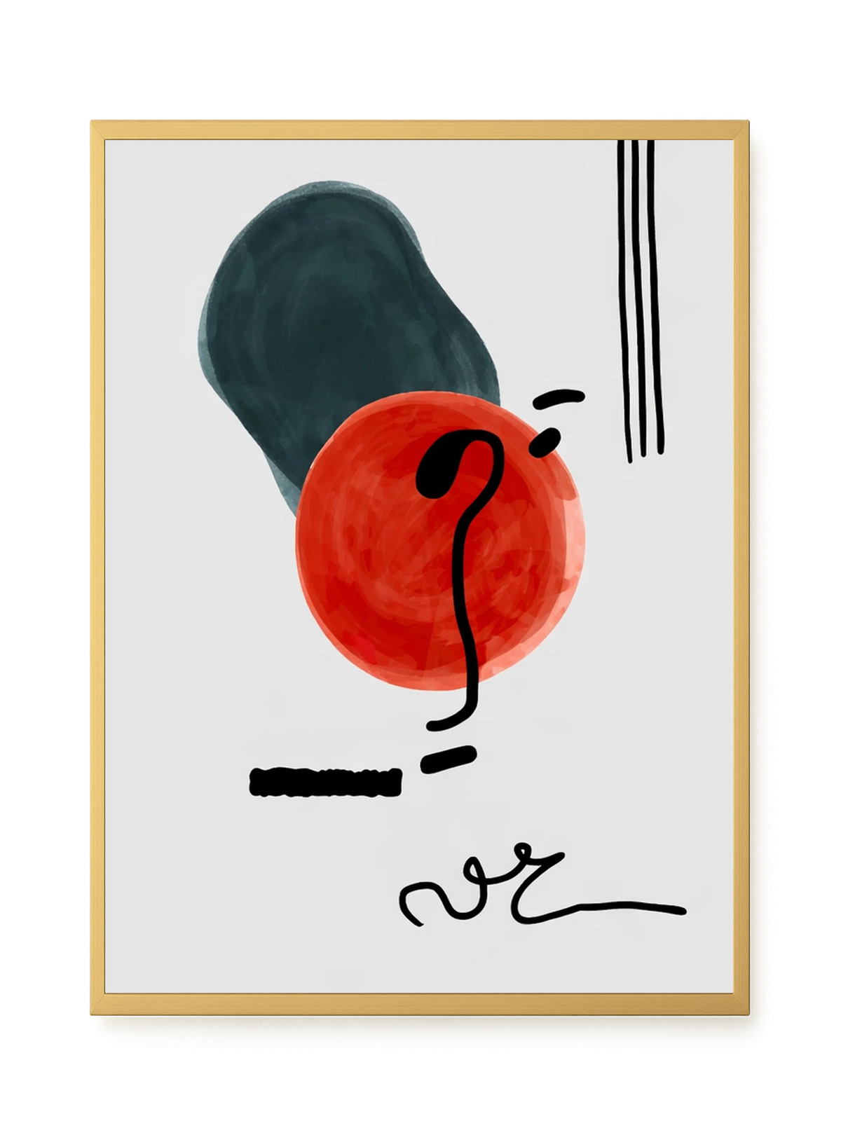 Red circle with dark abstract elements Canvas Print