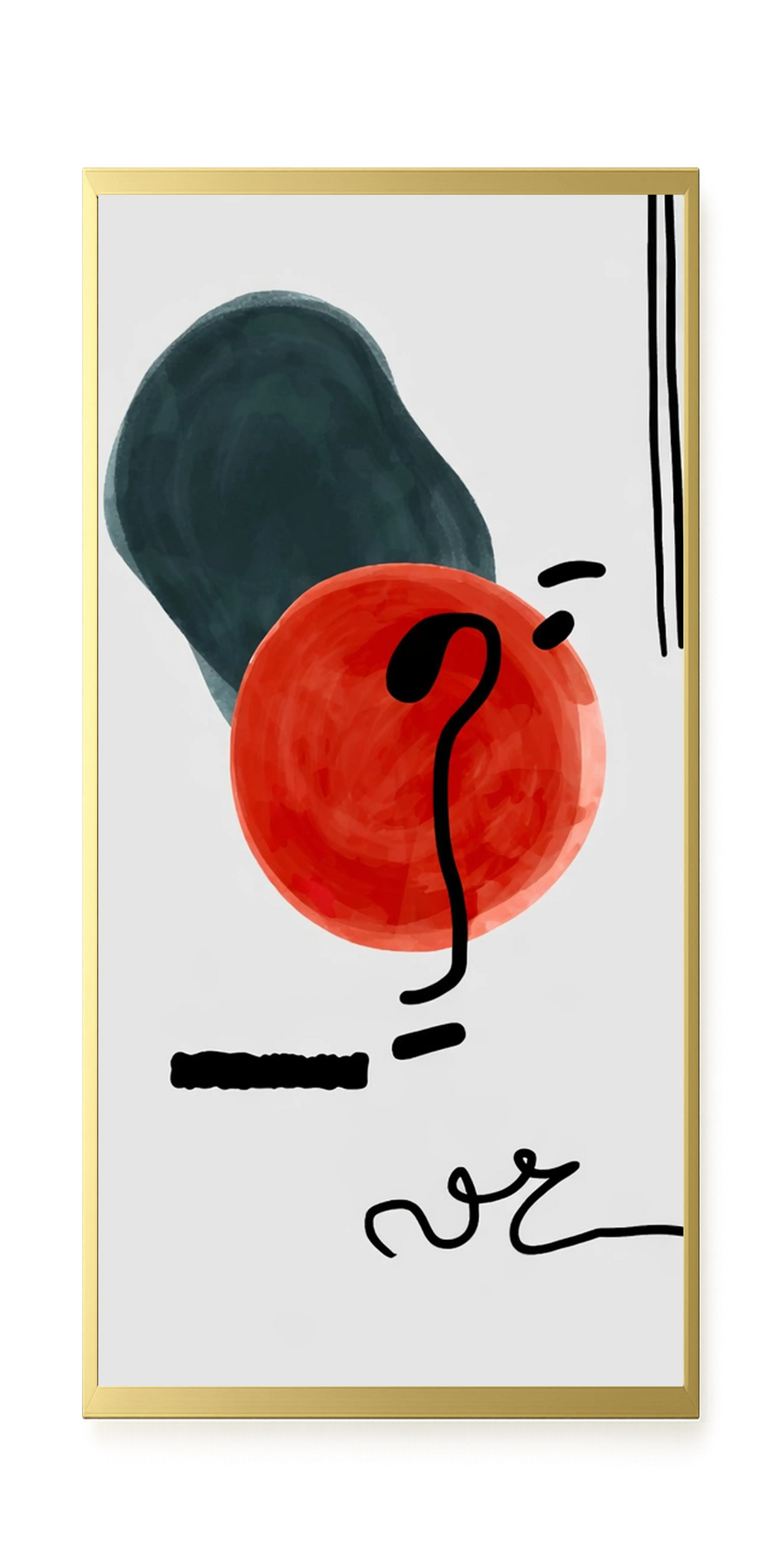 Red circle with dark abstract elements Canvas Print