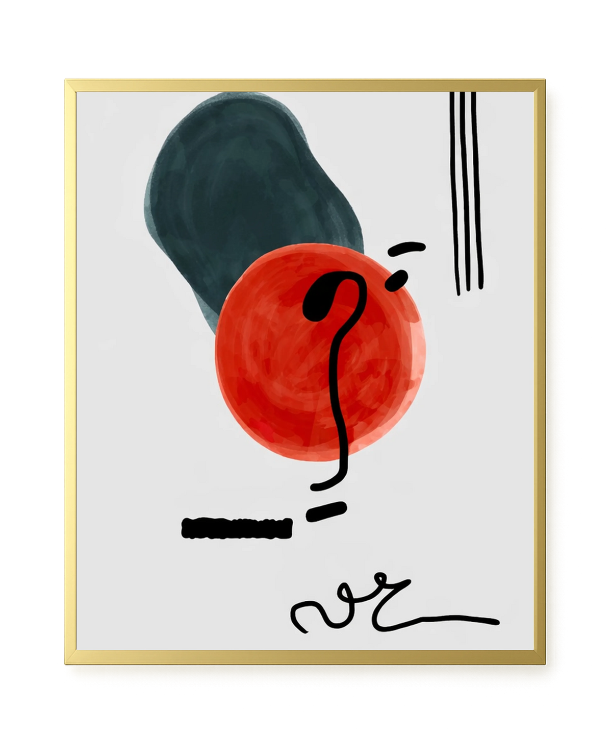 Red circle with dark abstract elements Canvas Print
