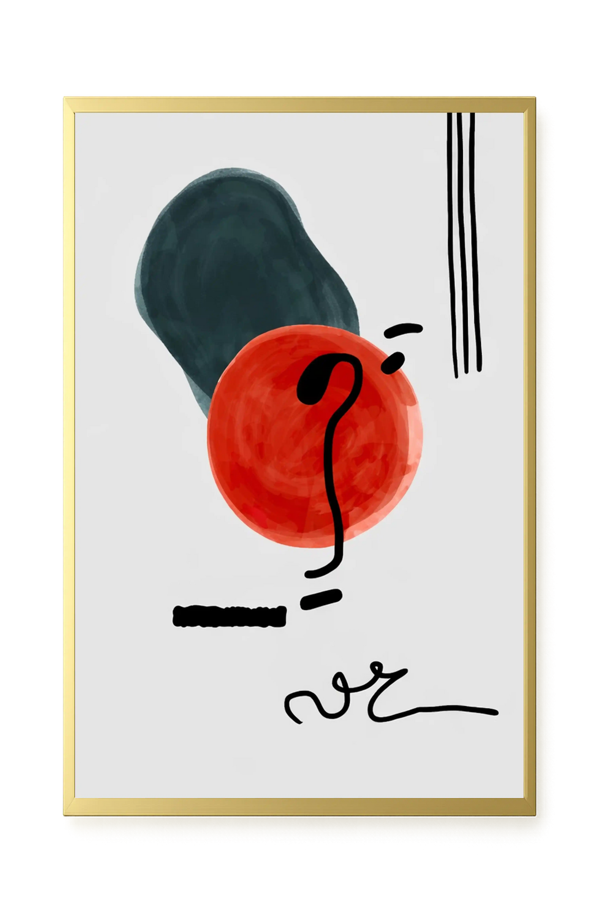 Red circle with dark abstract elements Canvas Print