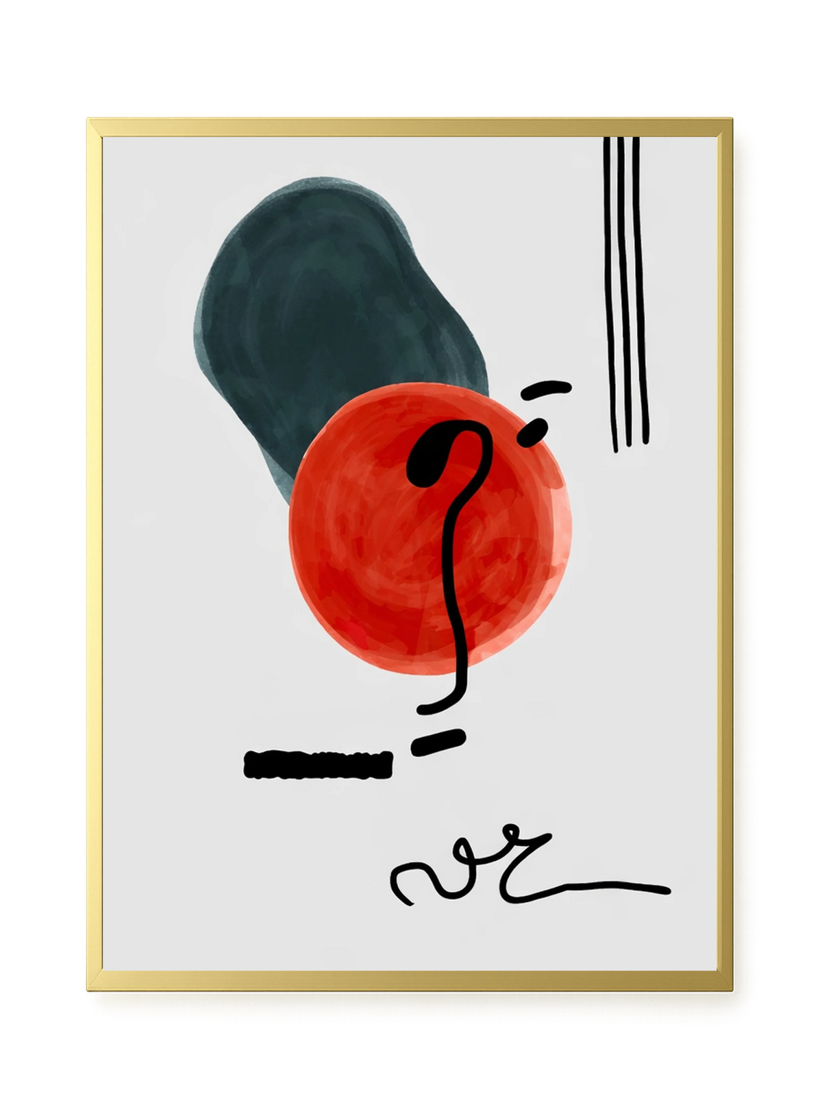 Red circle with dark abstract elements Canvas Print