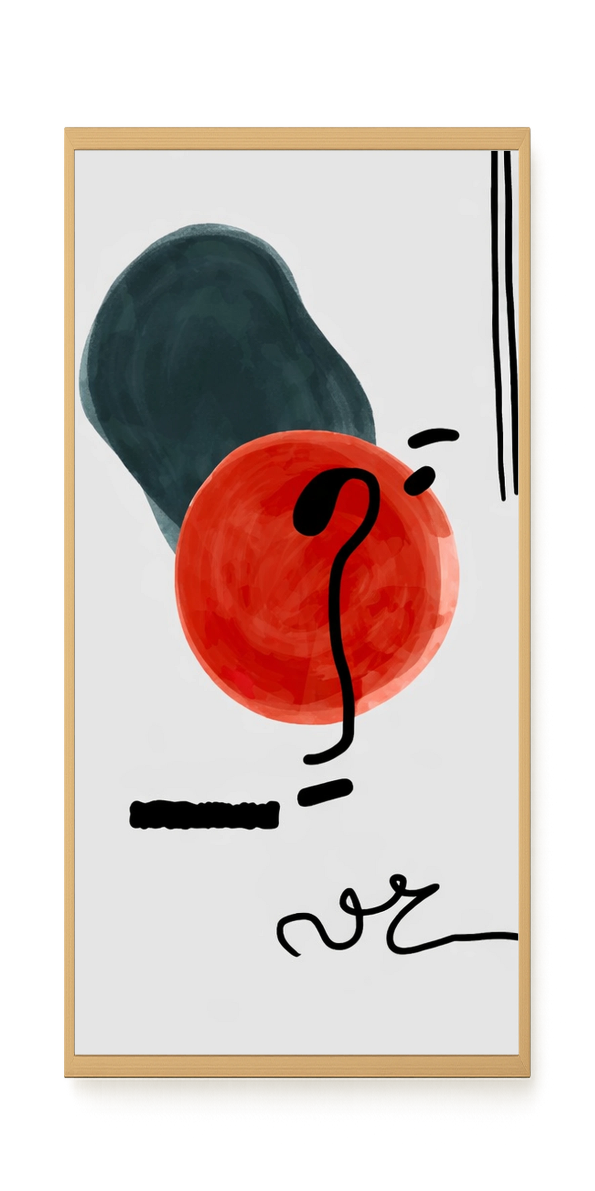 Red circle with dark abstract elements Canvas Print