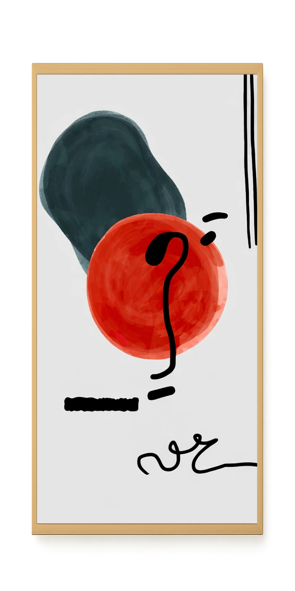 Red circle with dark abstract elements Canvas Print