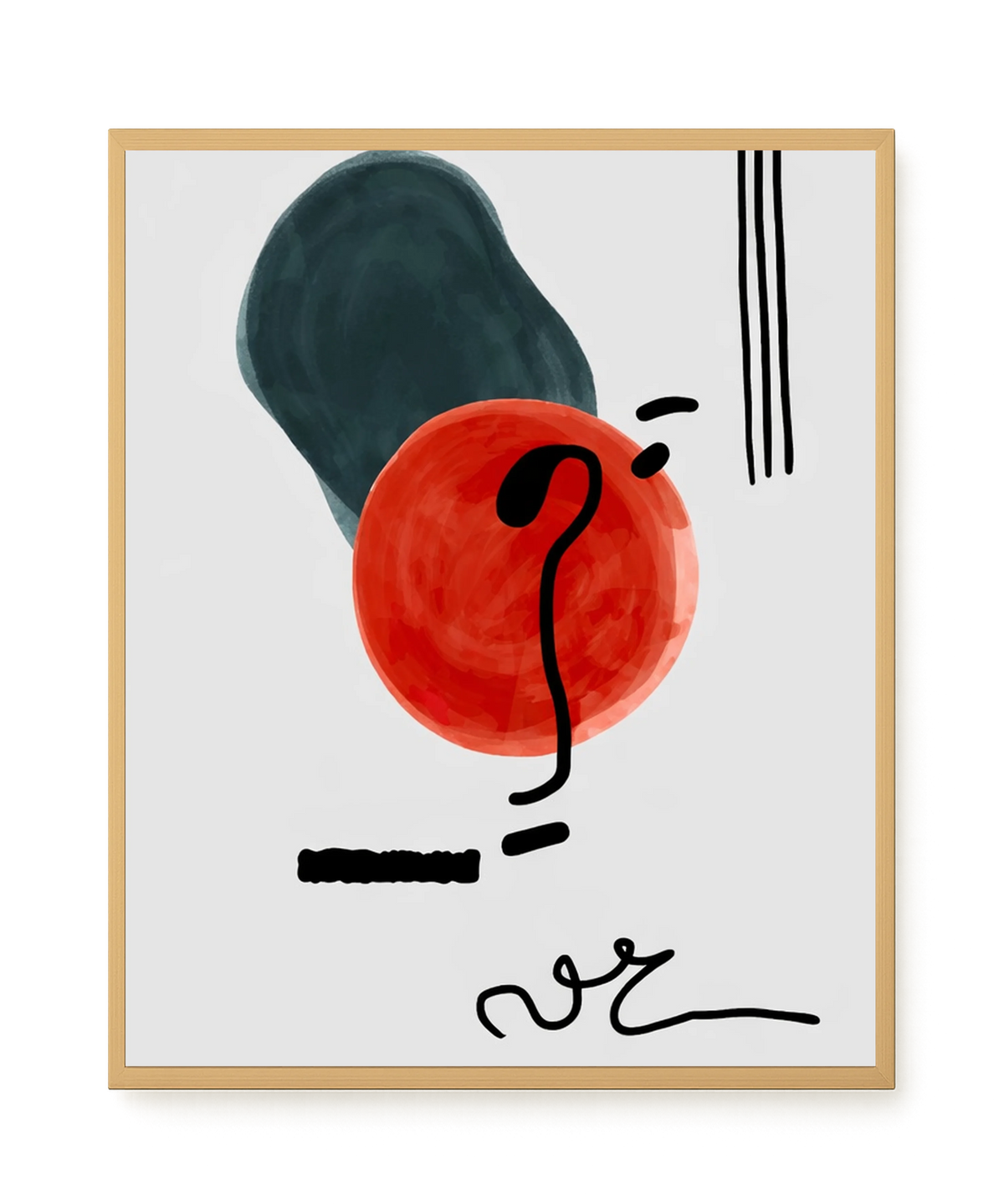 Red circle with dark abstract elements Canvas Print