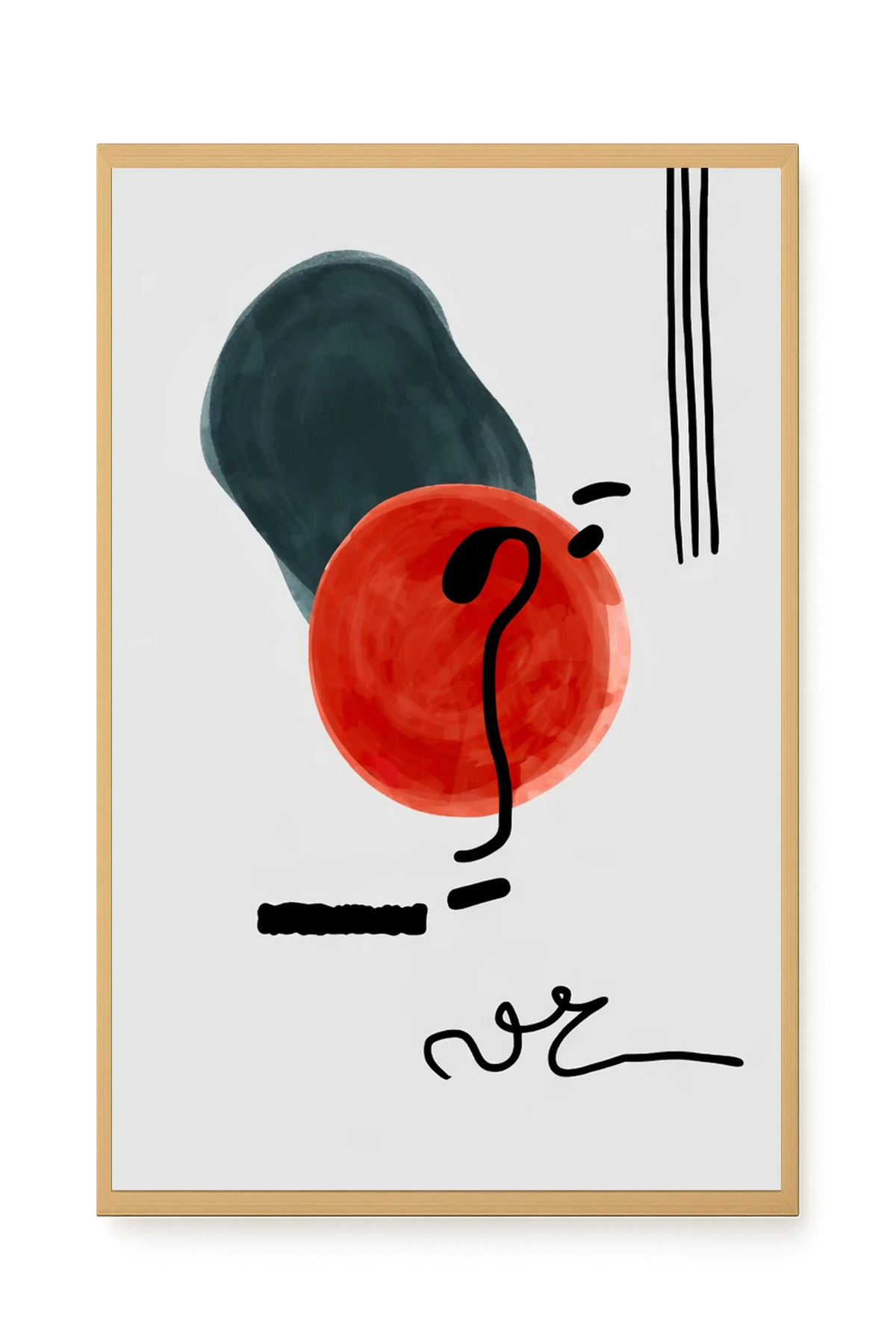 Red circle with dark abstract elements Canvas Print