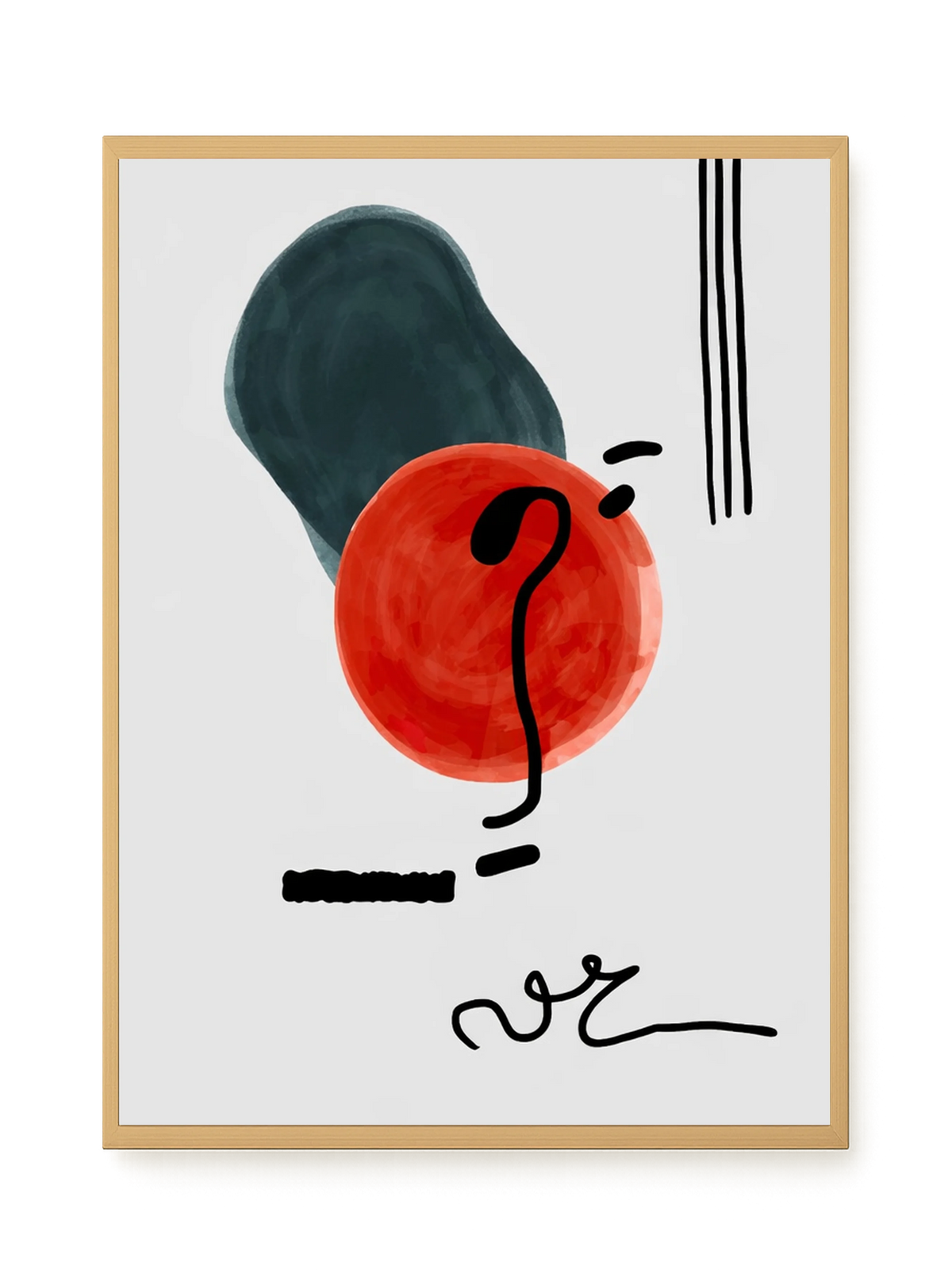 Red circle with dark abstract elements Canvas Print