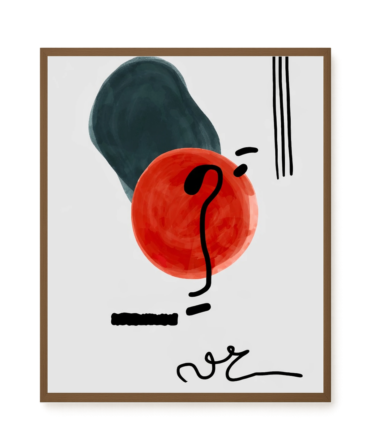 Red circle with dark abstract elements Canvas Print