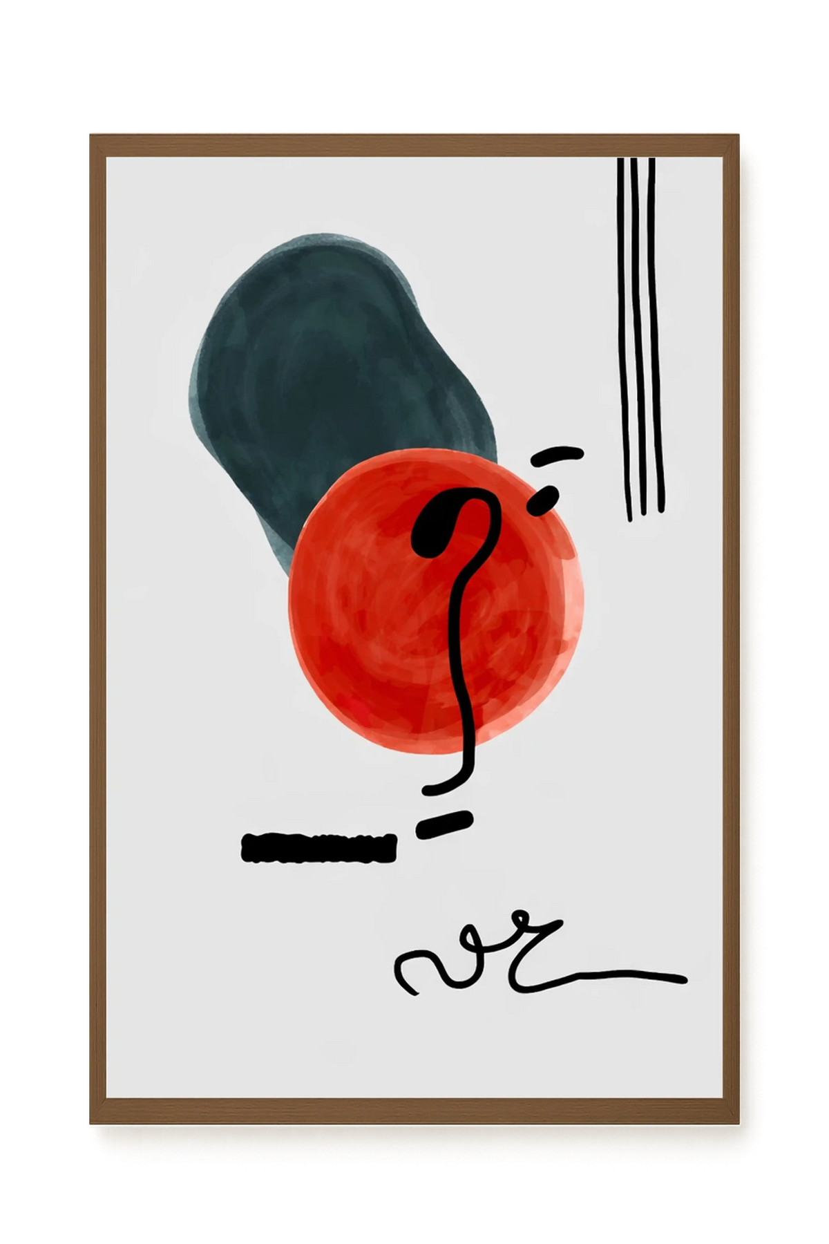 Red circle with dark abstract elements Canvas Print