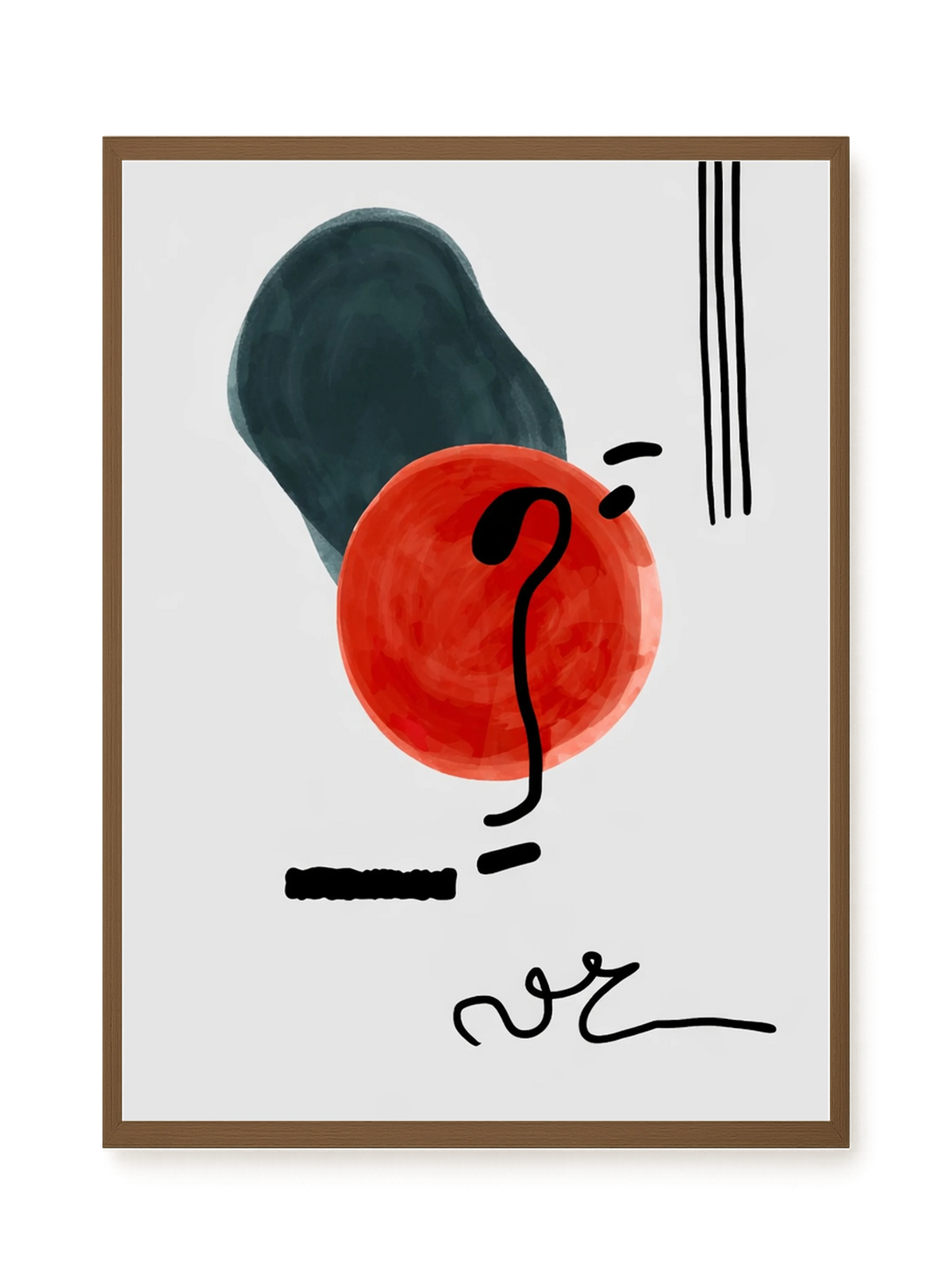 Red circle with dark abstract elements Canvas Print