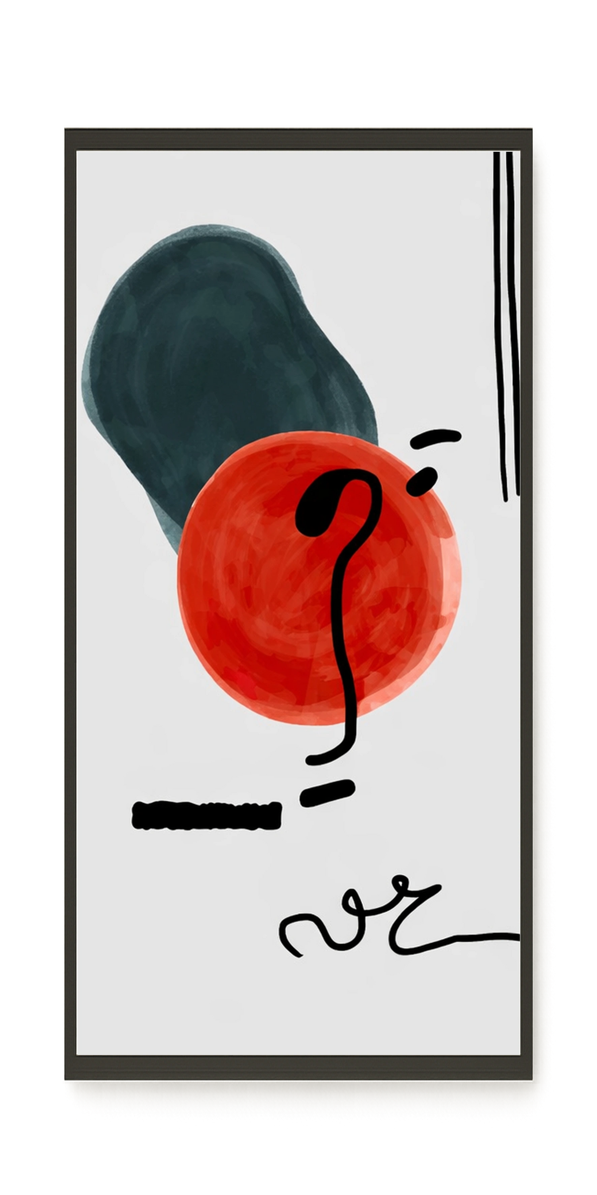 Red circle with dark abstract elements Canvas Print
