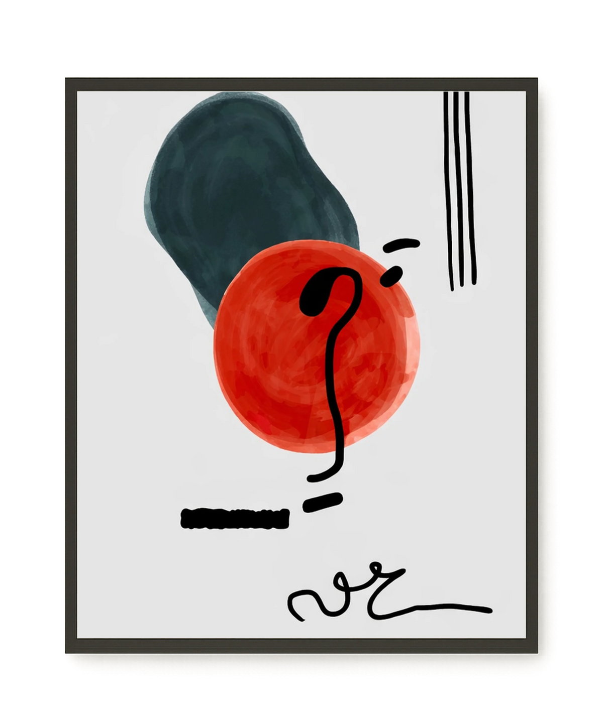Red circle with dark abstract elements Canvas Print