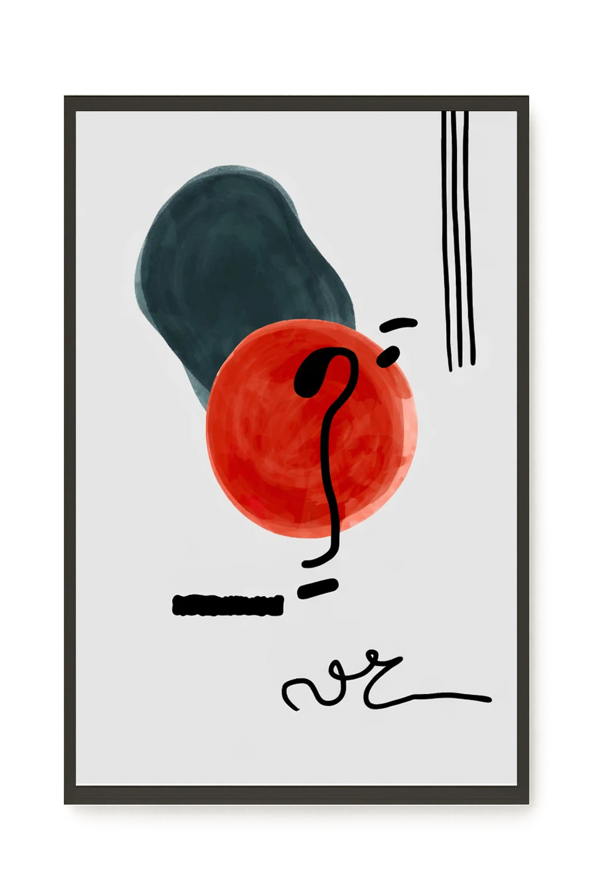 Red circle with dark abstract elements Canvas Print
