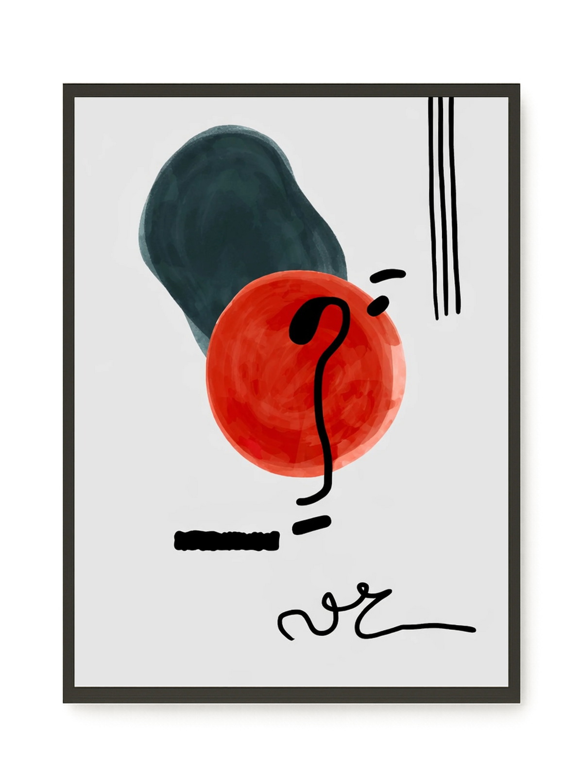 Red circle with dark abstract elements Canvas Print