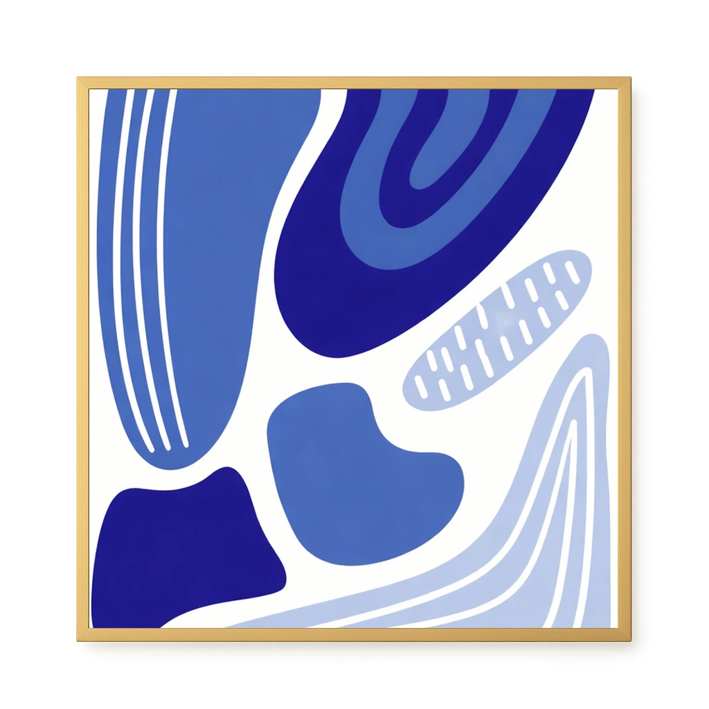Flowing blue abstract shapes Canvas Wall Art