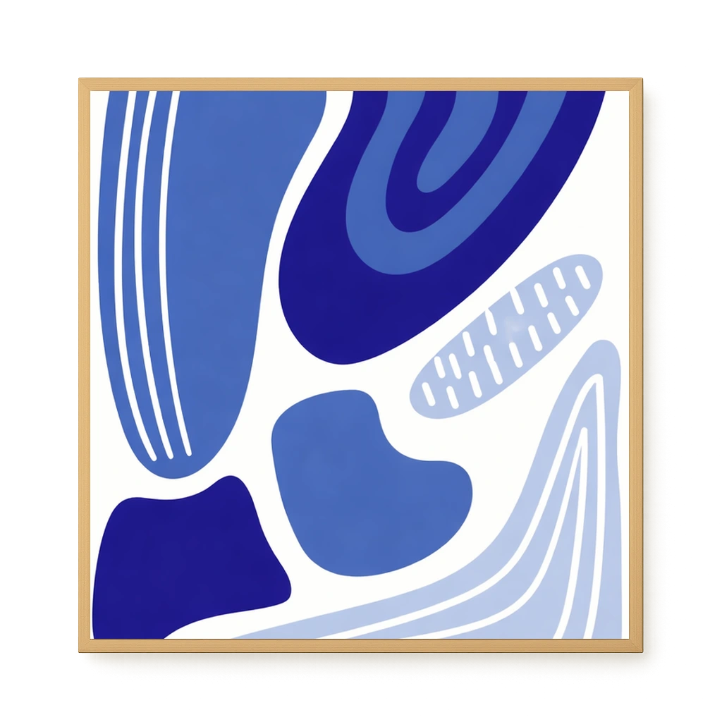 Flowing blue abstract shapes Canvas Wall Art