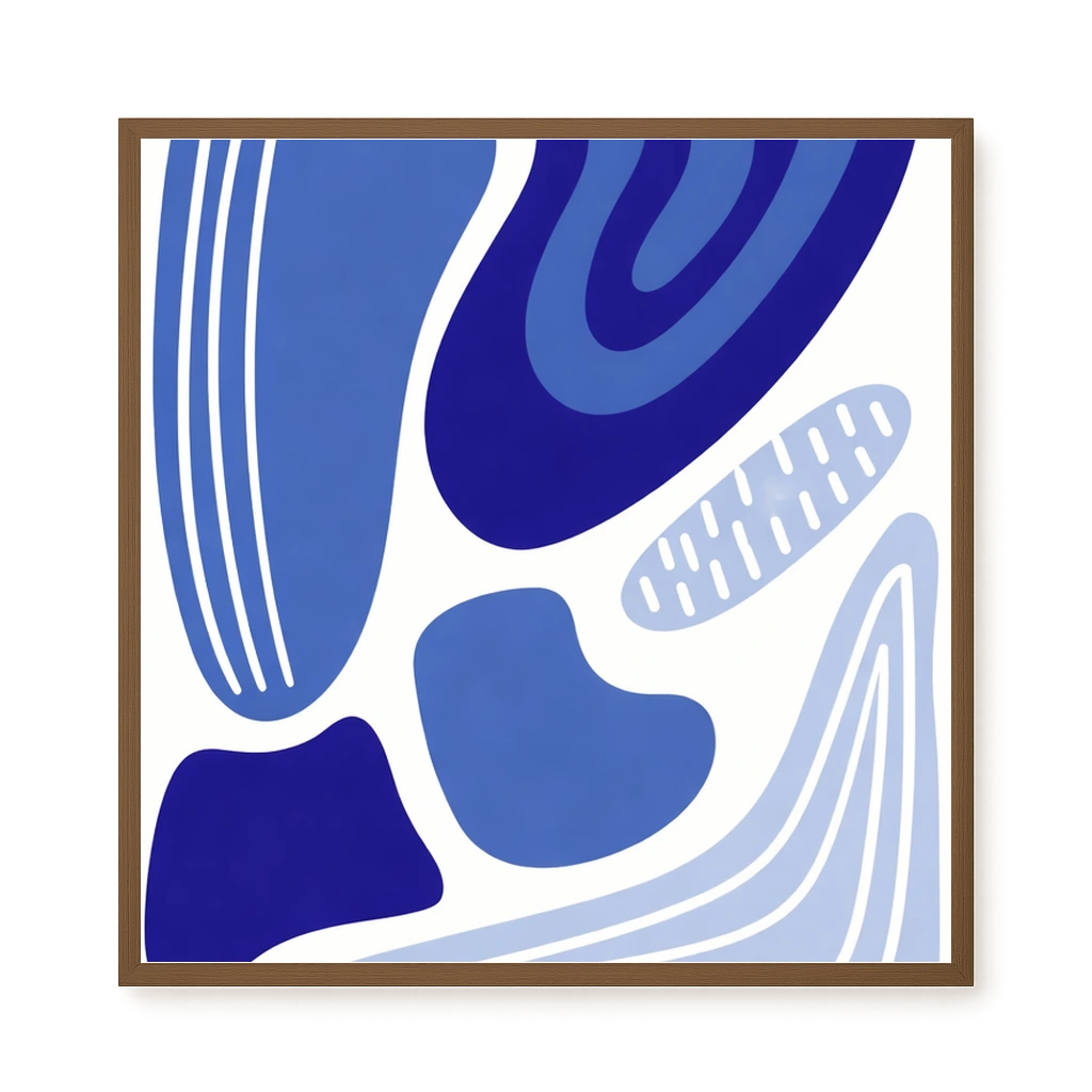 Flowing blue abstract shapes Canvas Wall Art