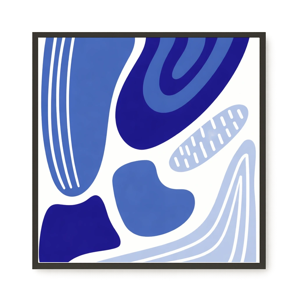 Flowing blue abstract shapes Canvas Wall Art