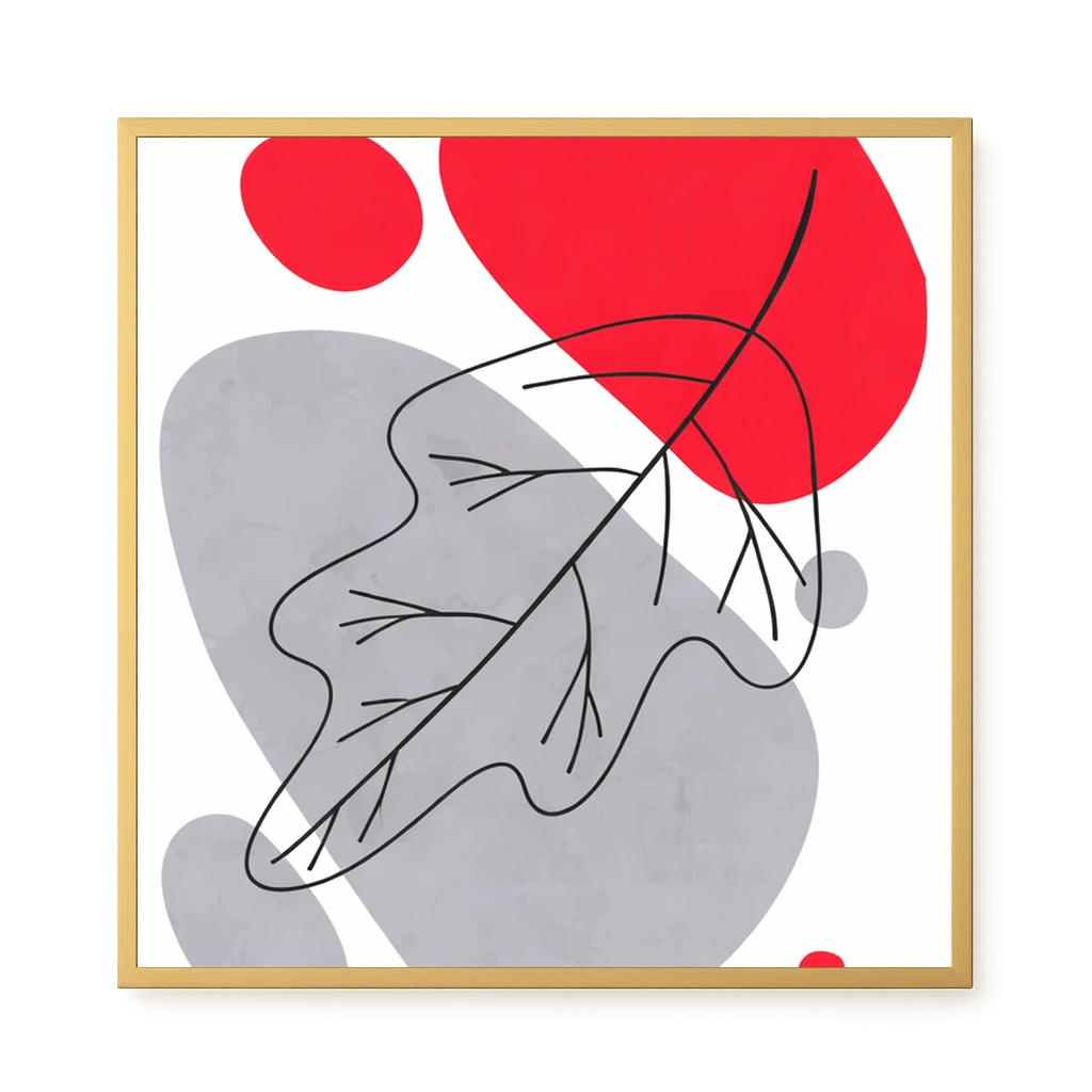 Abstract composition in red and grey Canvas Wall Art