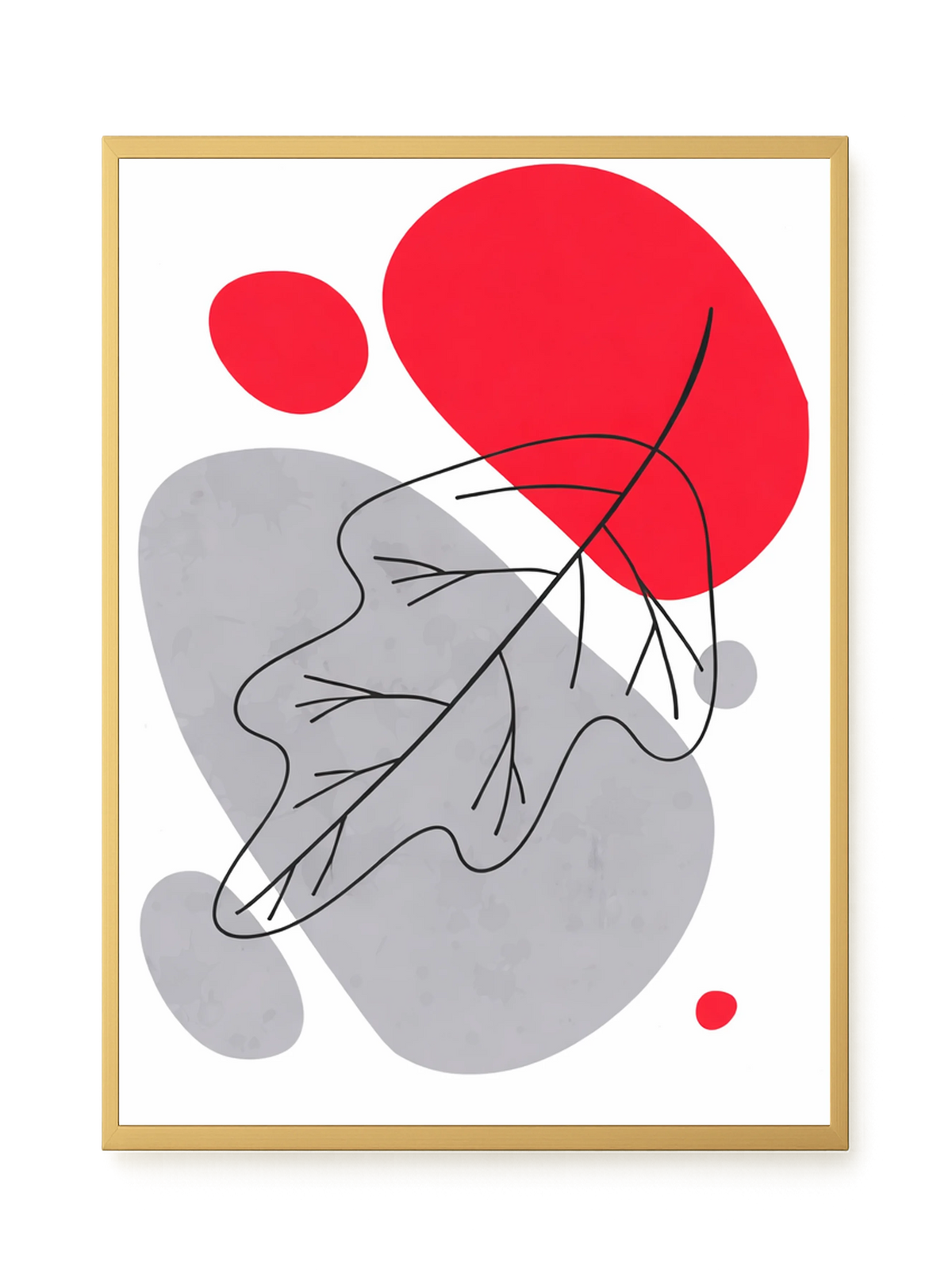 Abstract composition in red and grey Canvas Wall Art