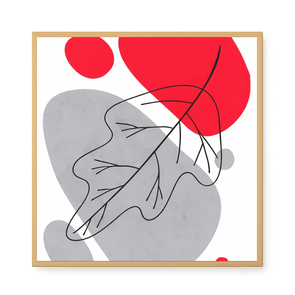 Abstract composition in red and grey Canvas Wall Art