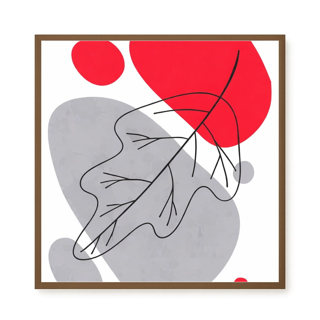 Abstract composition in red and grey Canvas Wall Art