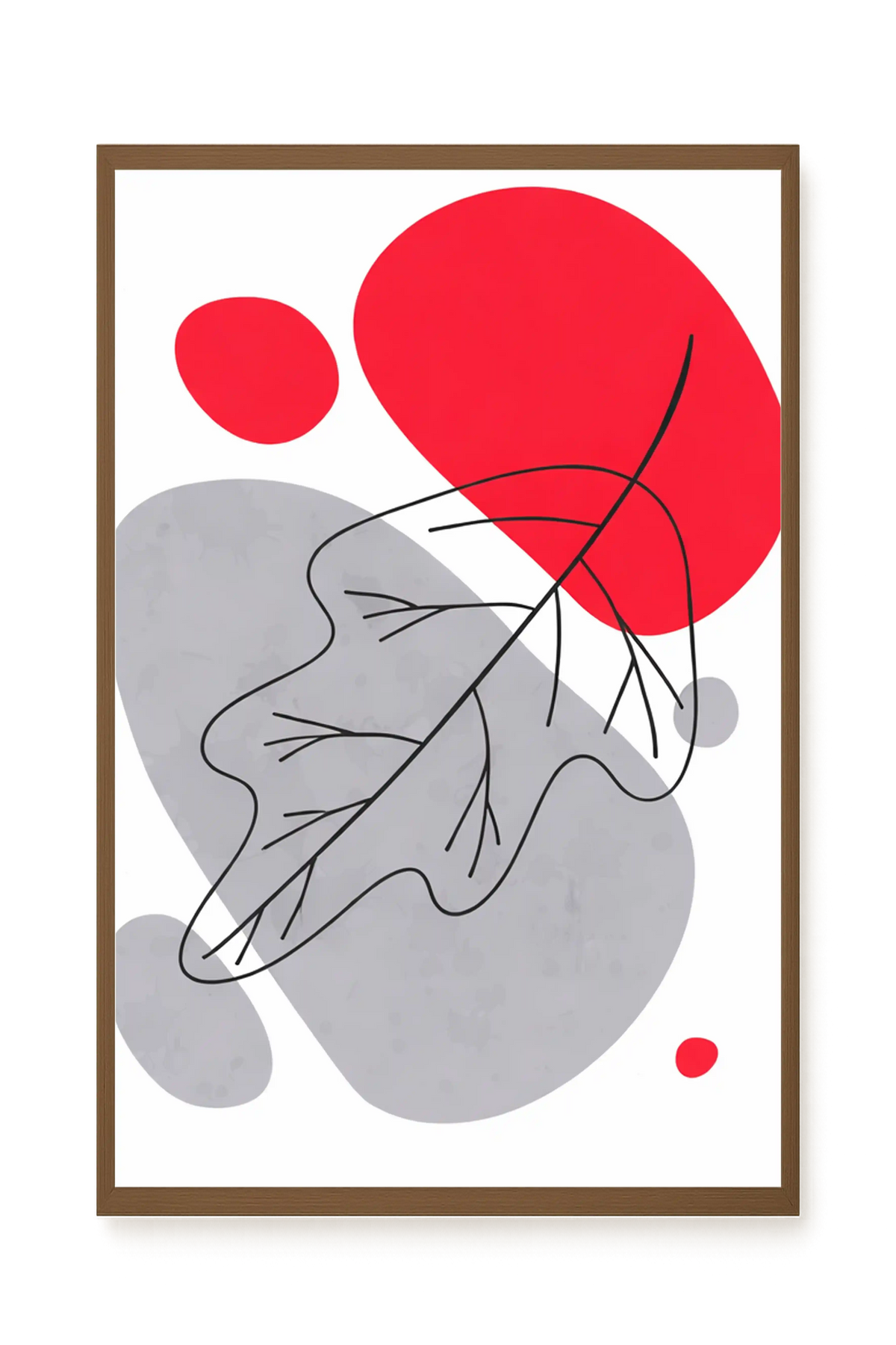 Abstract composition in red and grey Canvas Wall Art