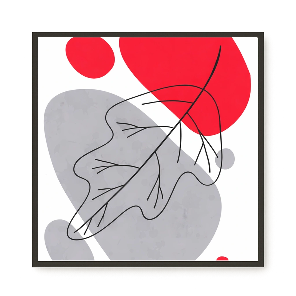 Abstract composition in red and grey Canvas Wall Art