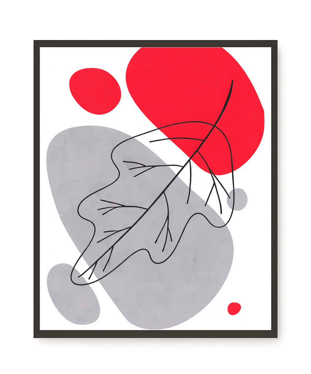 Abstract composition in red and grey Canvas Wall Art