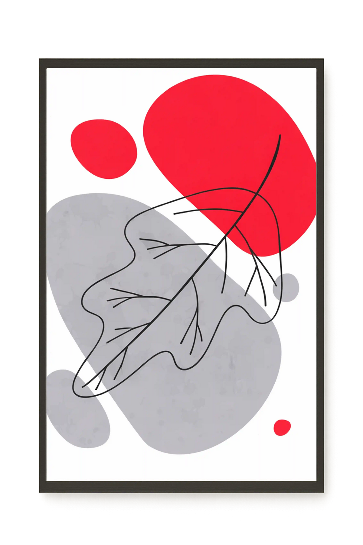 Abstract composition in red and grey Canvas Wall Art
