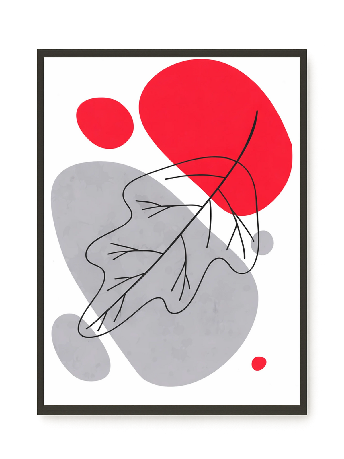 Abstract composition in red and grey Canvas Wall Art