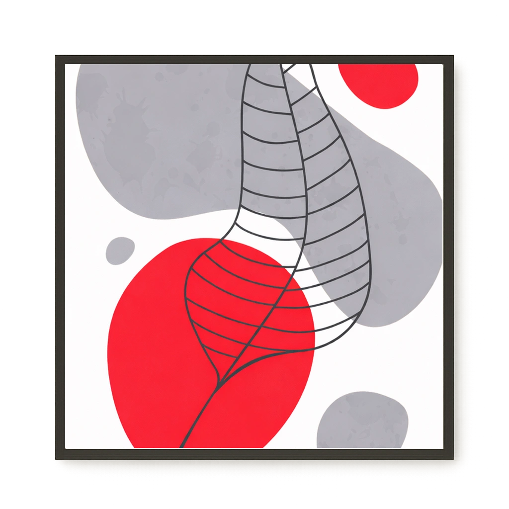Geometric leaf over abstract background Canvas Print