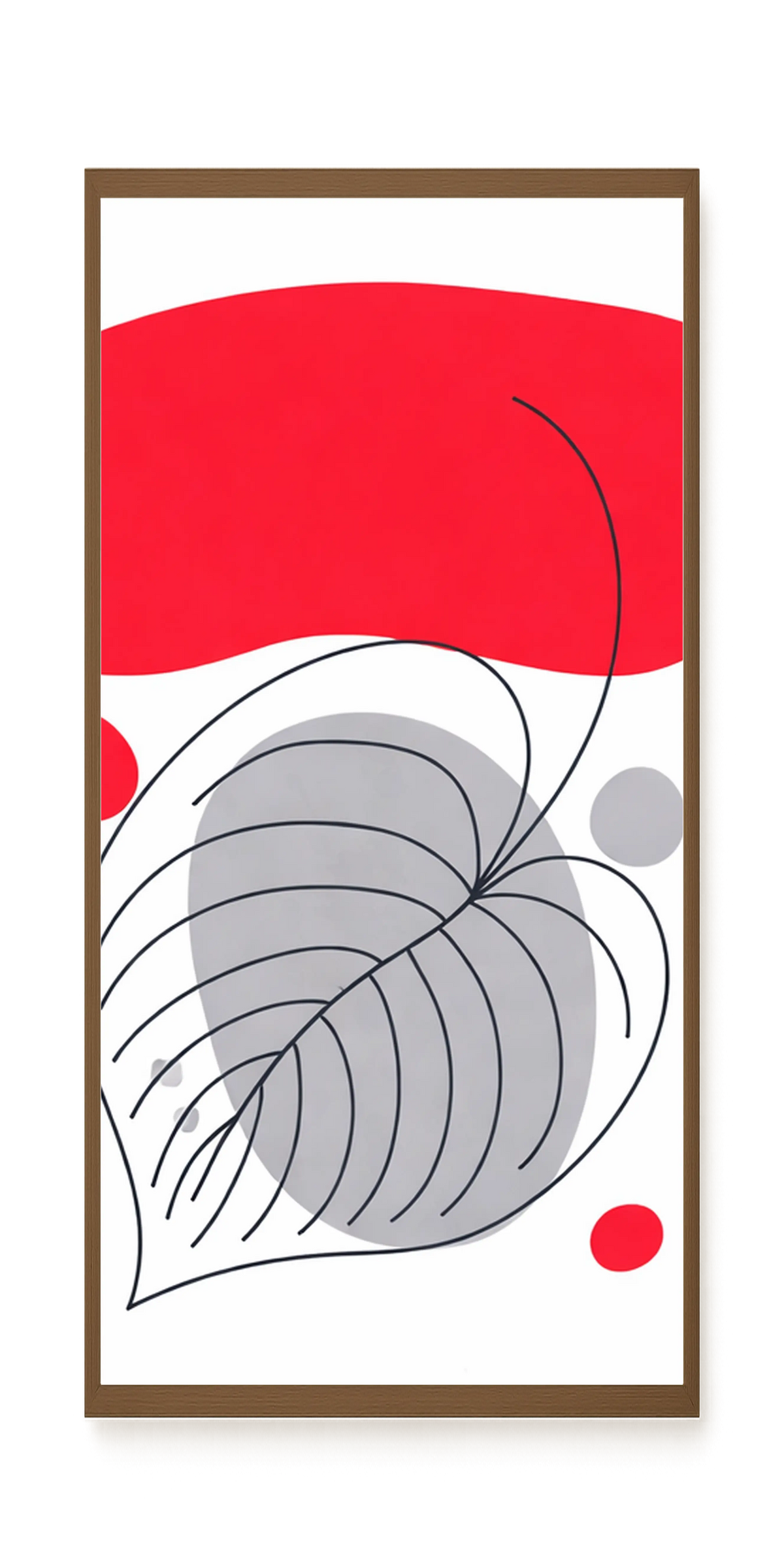 Abstract leaf with black lines and red background Canvas Wall Art