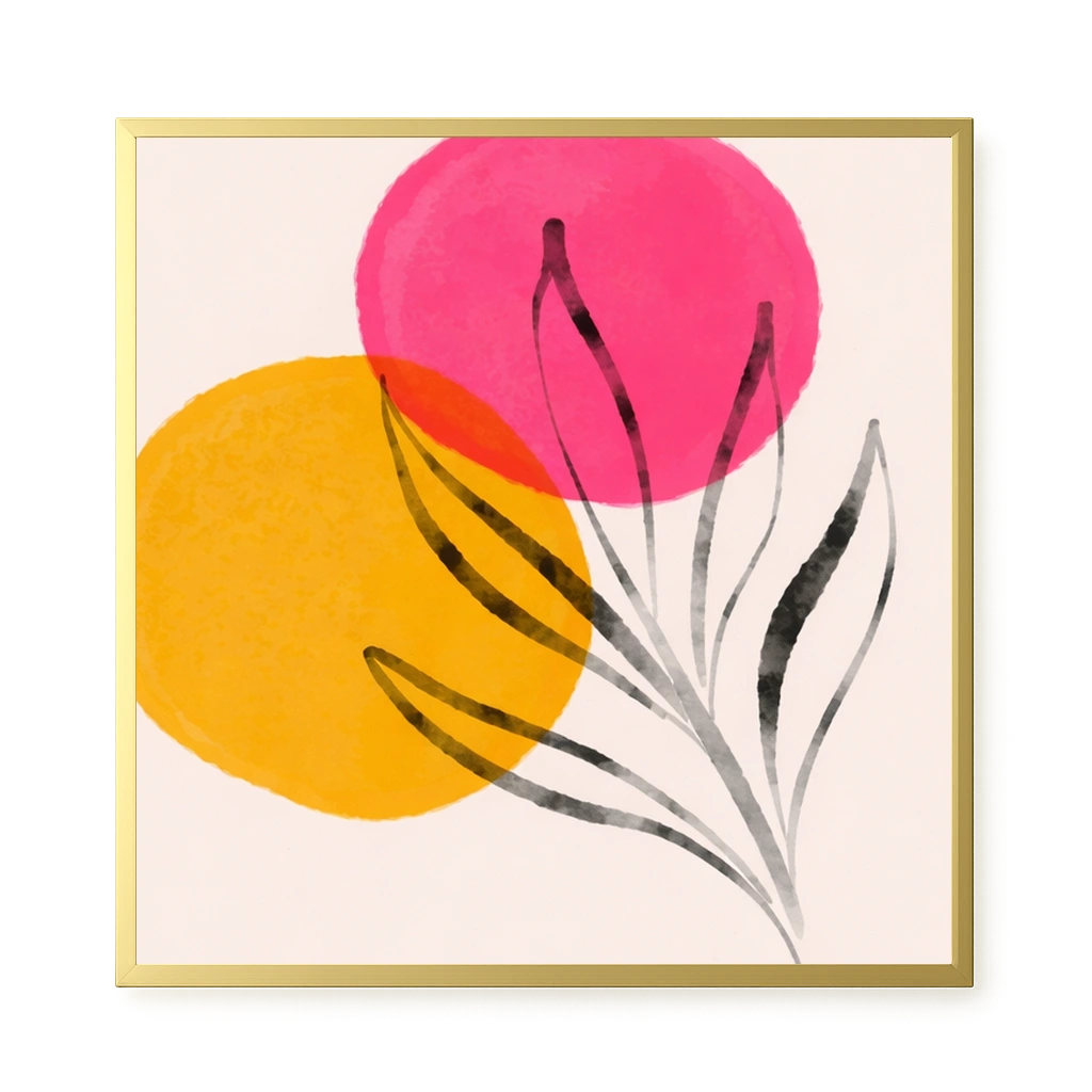 Abstract flowers in pink and yellow tones Canvas Print