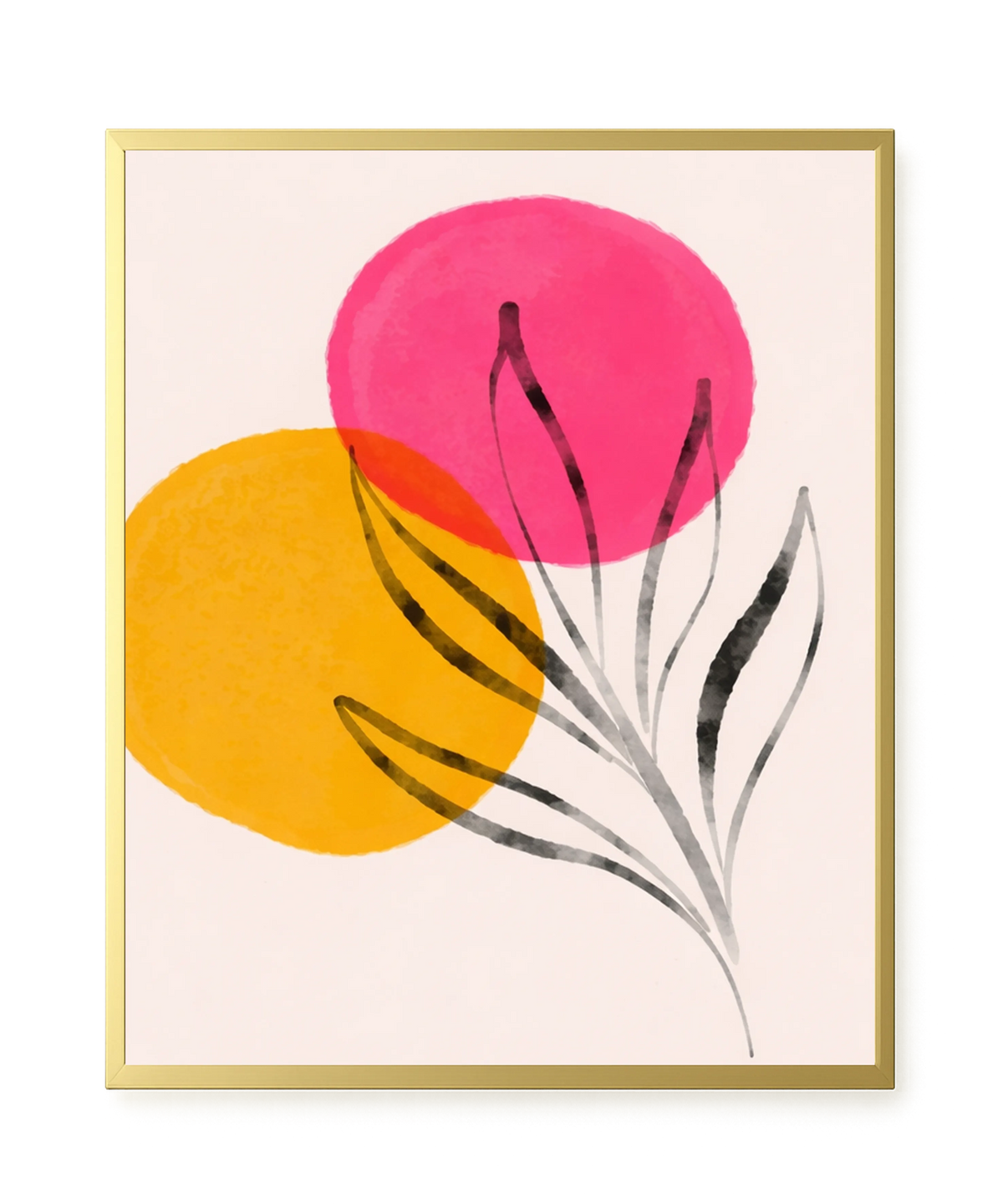 Abstract flowers in pink and yellow tones Canvas Print