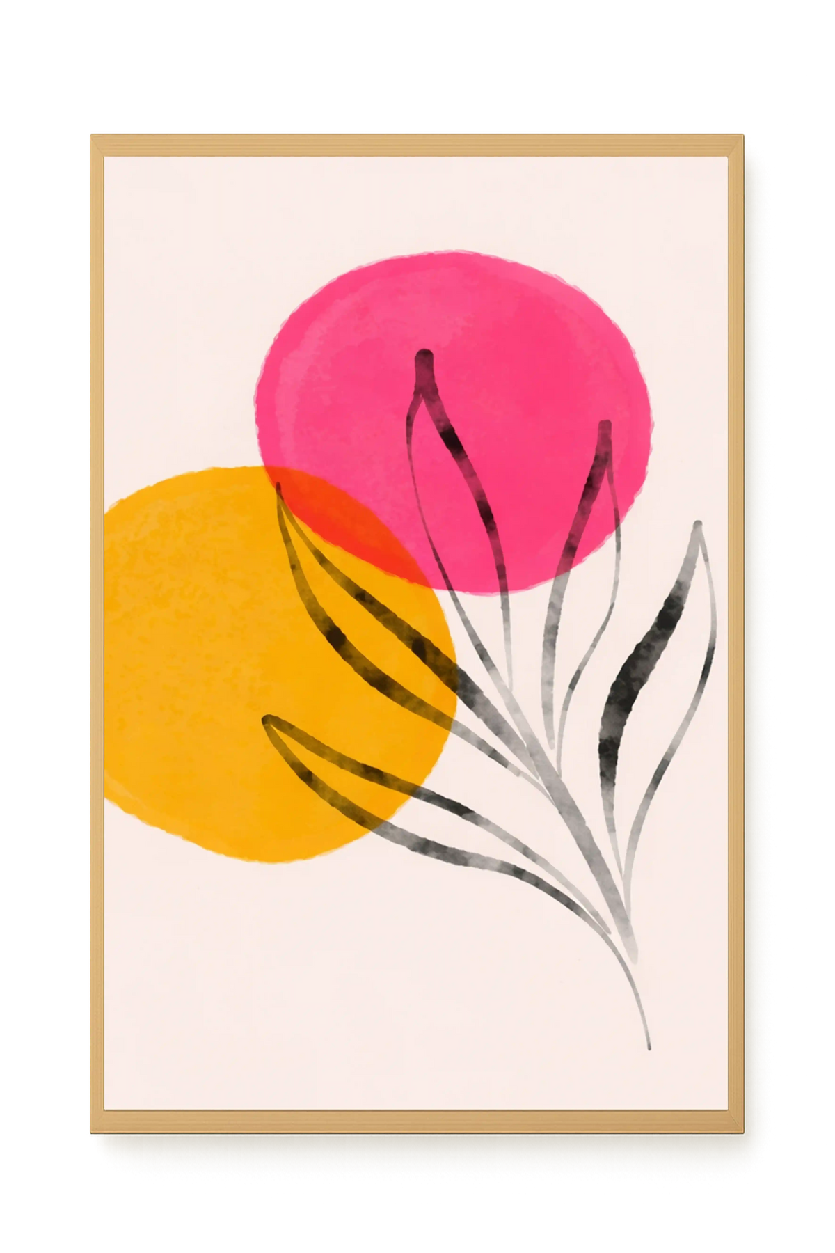 Abstract flowers in pink and yellow tones Canvas Print
