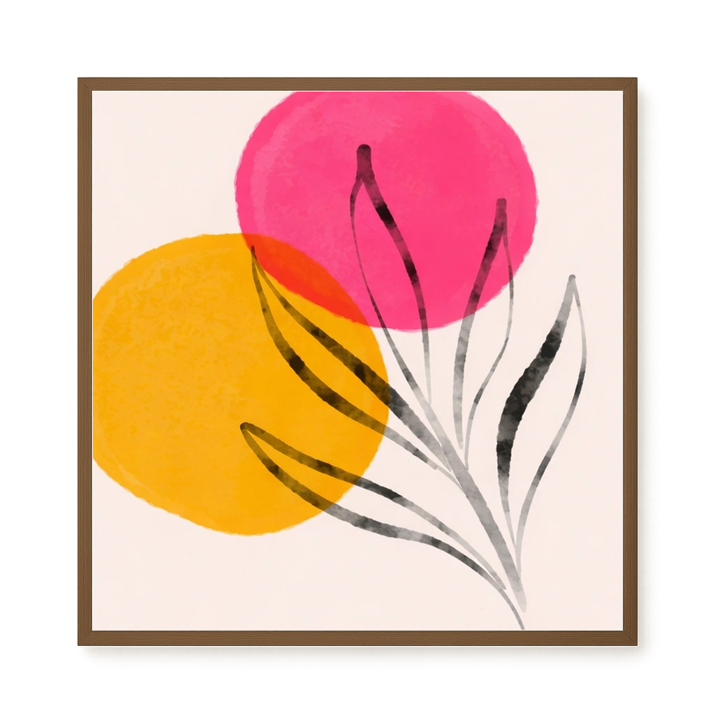 Abstract flowers in pink and yellow tones Canvas Print