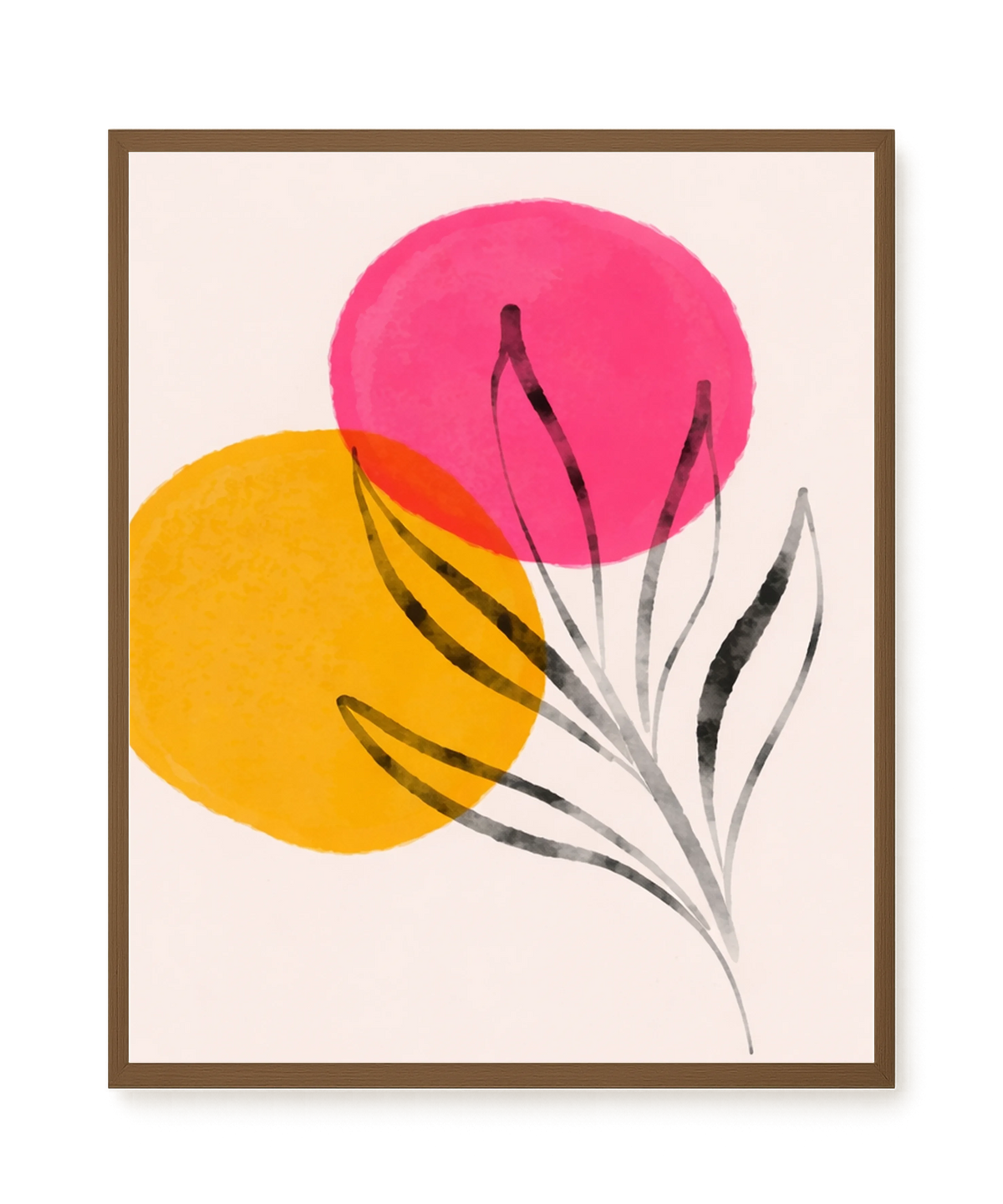 Abstract flowers in pink and yellow tones Canvas Print