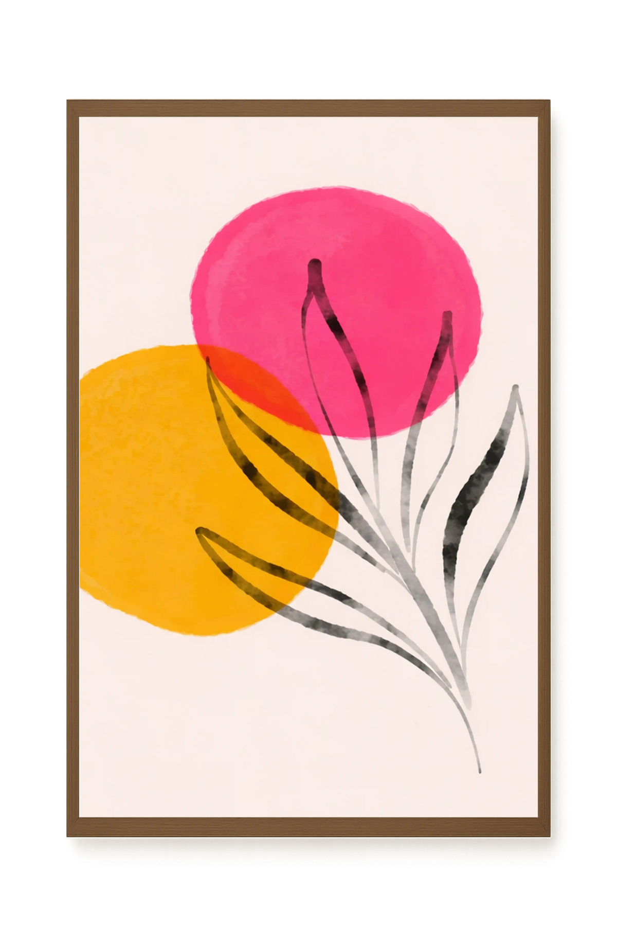 Abstract flowers in pink and yellow tones Canvas Print