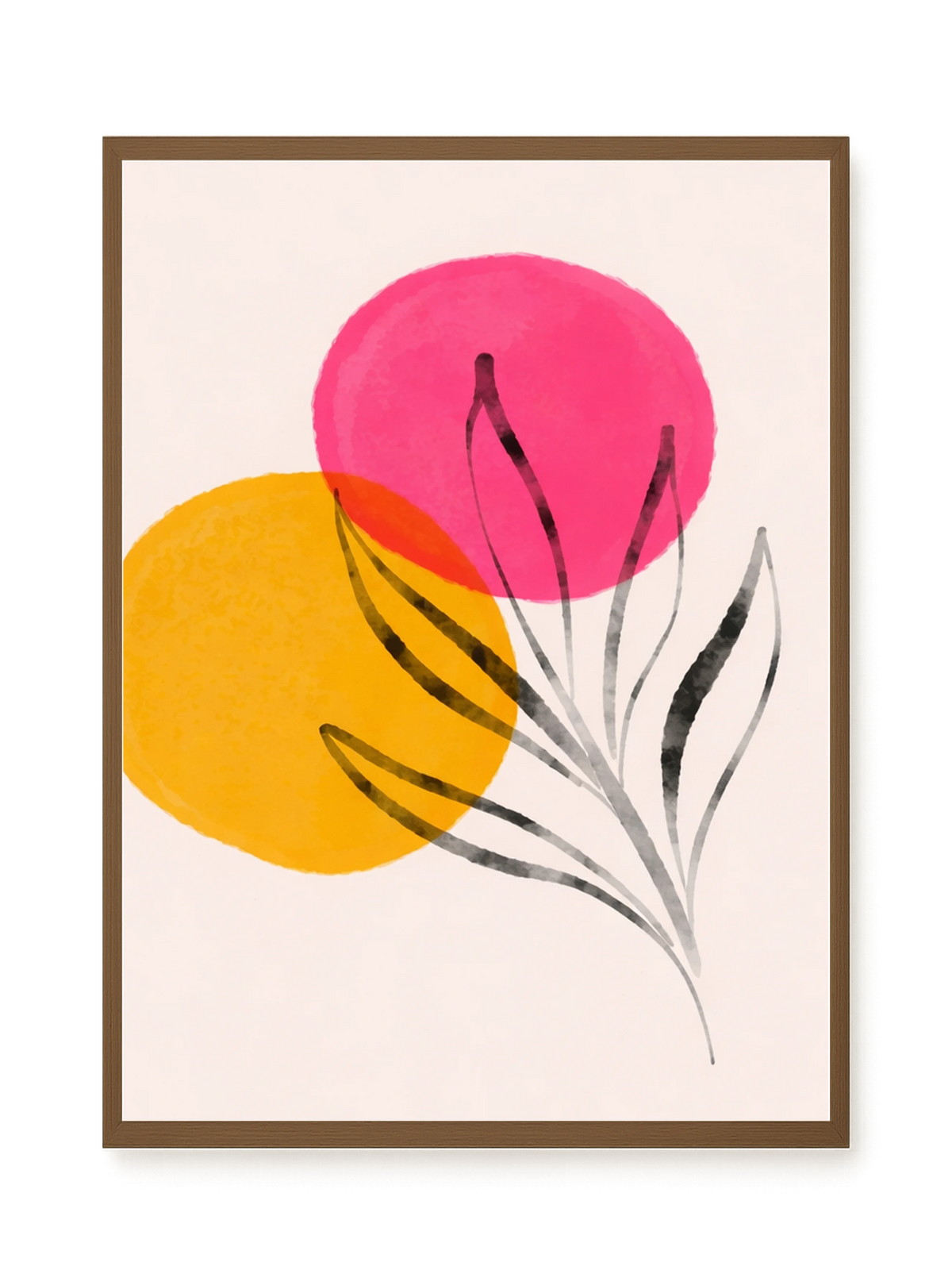 Abstract flowers in pink and yellow tones Canvas Print