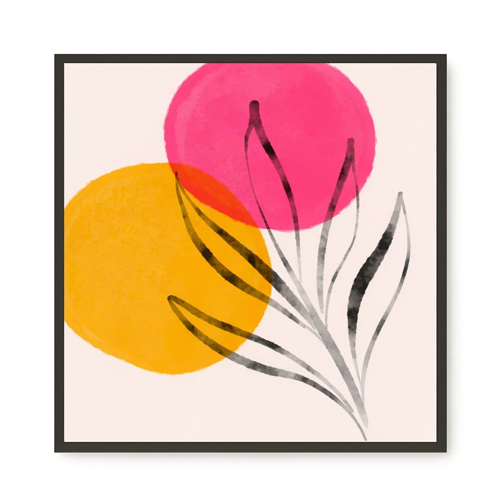 Abstract flowers in pink and yellow tones Canvas Print