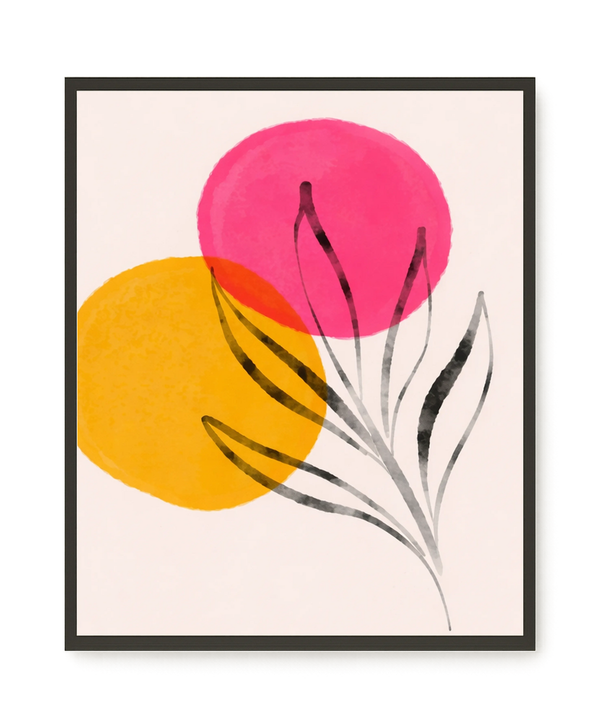 Abstract flowers in pink and yellow tones Canvas Print