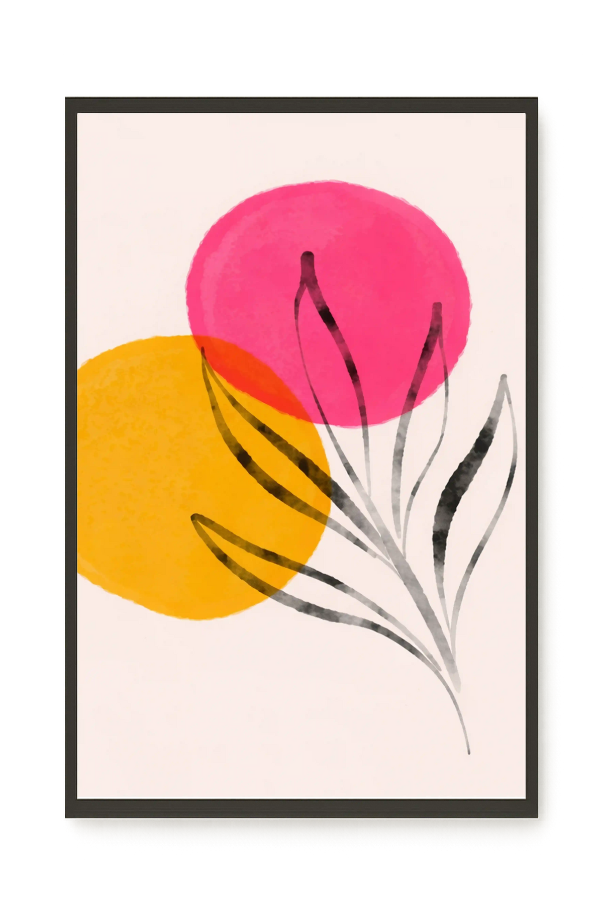 Abstract flowers in pink and yellow tones Canvas Print