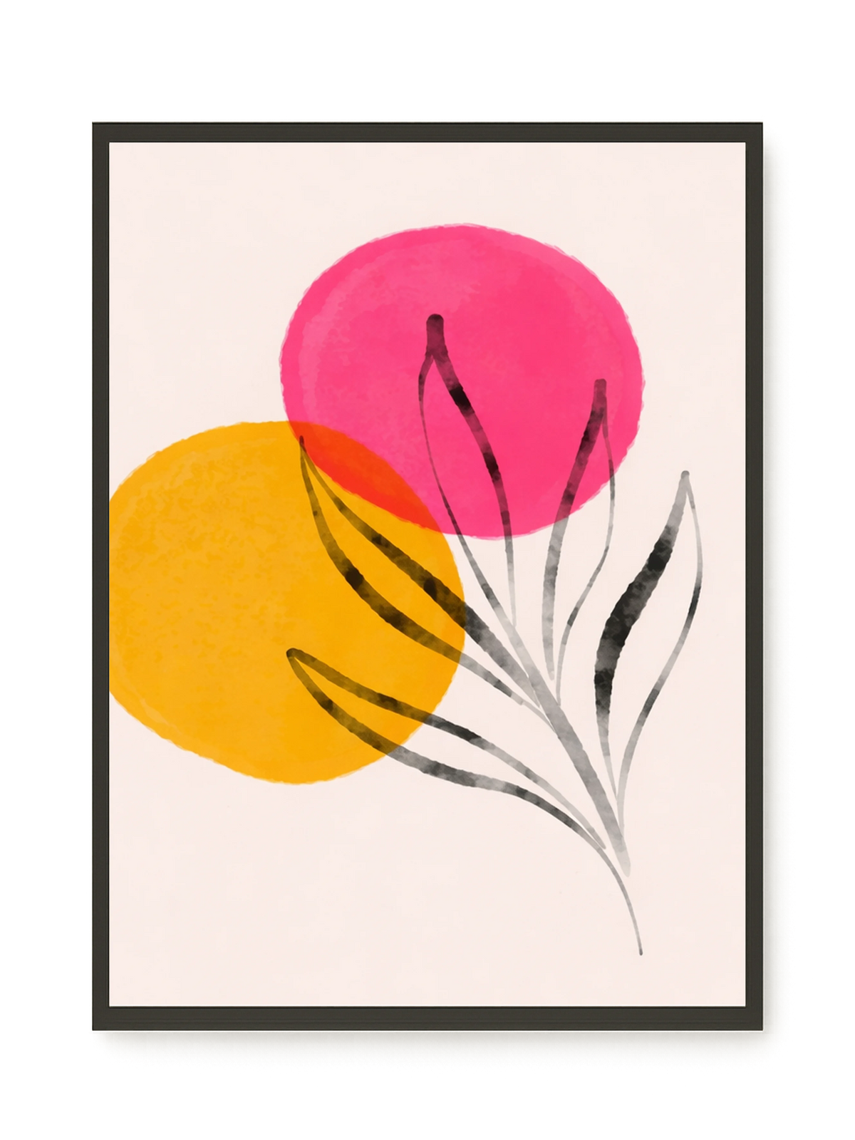 Abstract flowers in pink and yellow tones Canvas Print