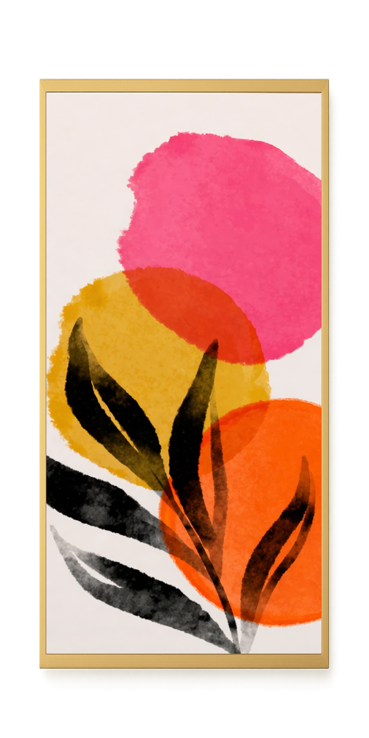 Abstract leaves with colorful overlapping circles Canvas Wall Art