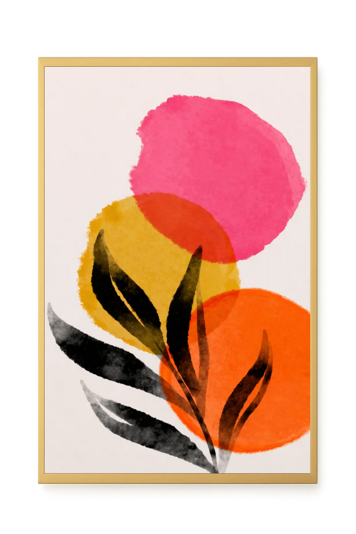 Abstract leaves with colorful overlapping circles Canvas Wall Art