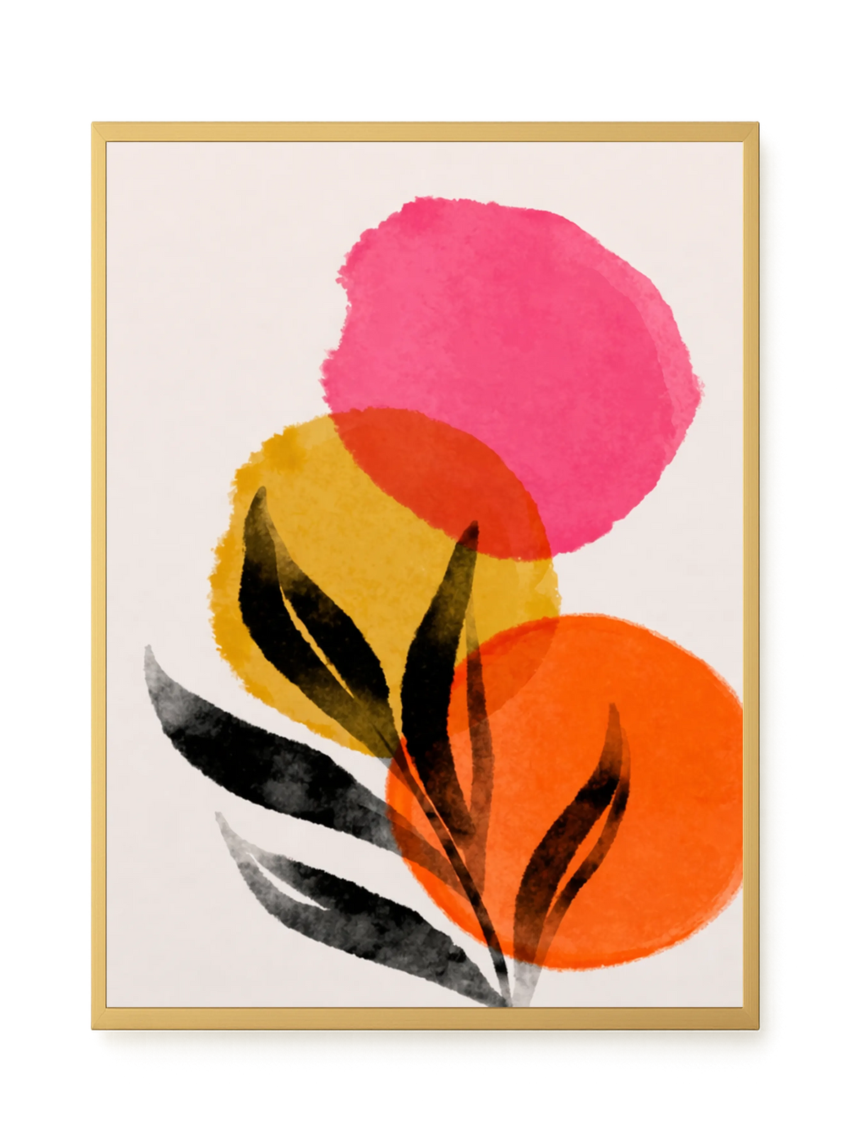 Abstract leaves with colorful overlapping circles Canvas Wall Art