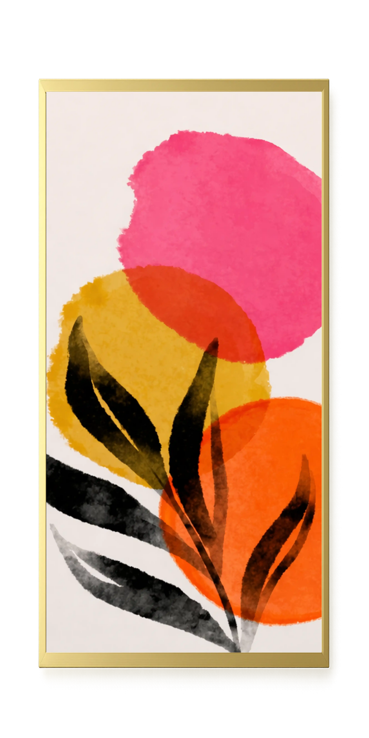 Abstract leaves with colorful overlapping circles Canvas Wall Art
