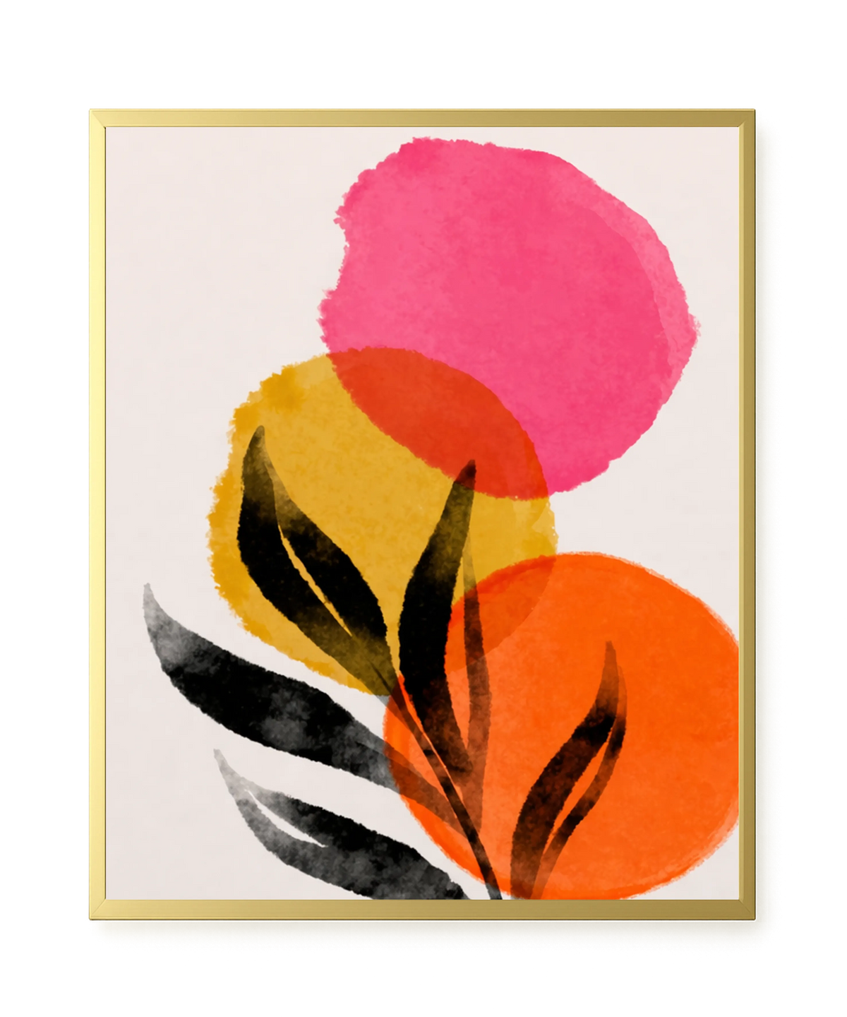 Abstract leaves with colorful overlapping circles Canvas Wall Art